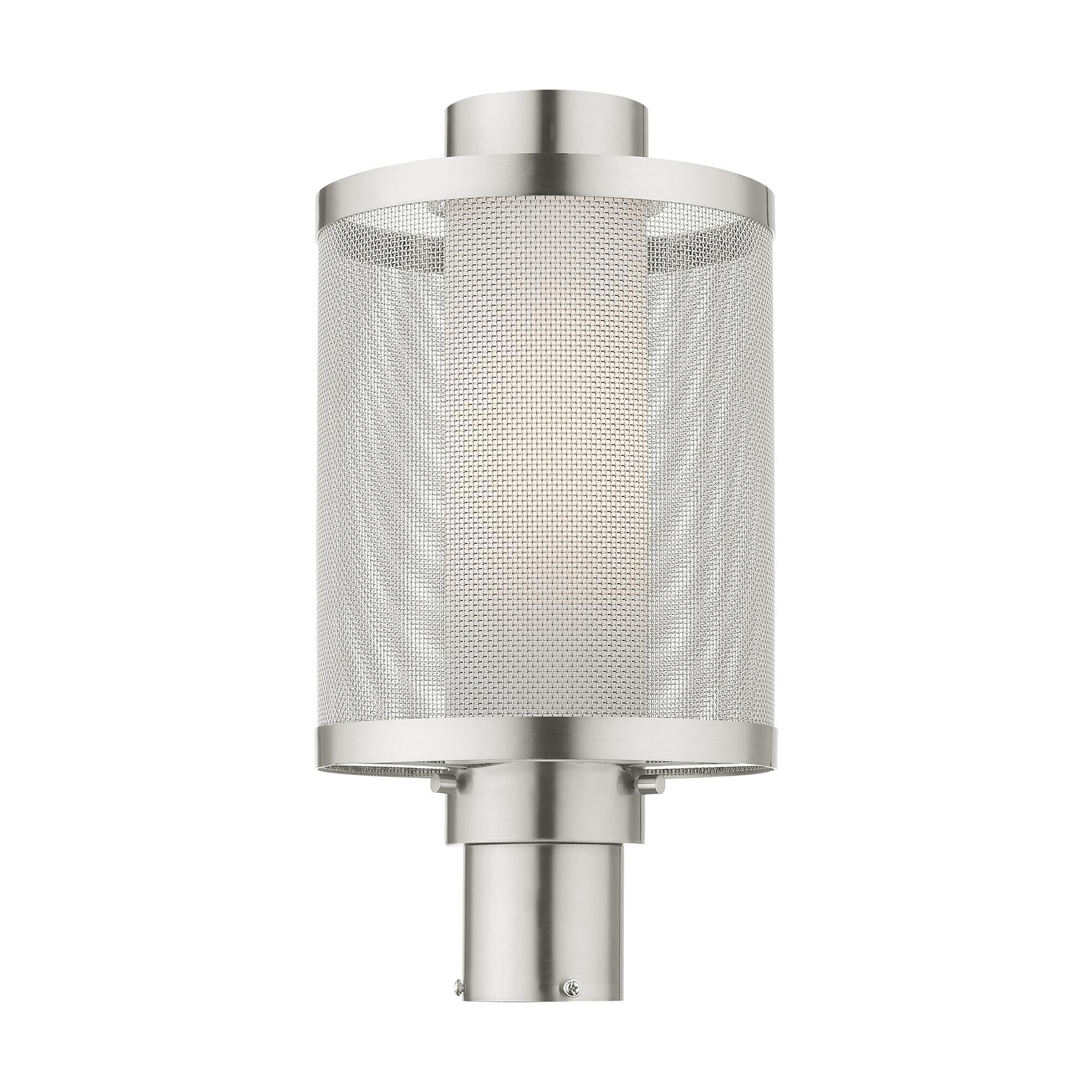 Shown in Brushed Nickel finish and Brushed Nickel Stainless Steel Mesh With Satin Opal White glass and Brushed Nickel Stainless Steel Mesh With Satin Opal White Glass shade