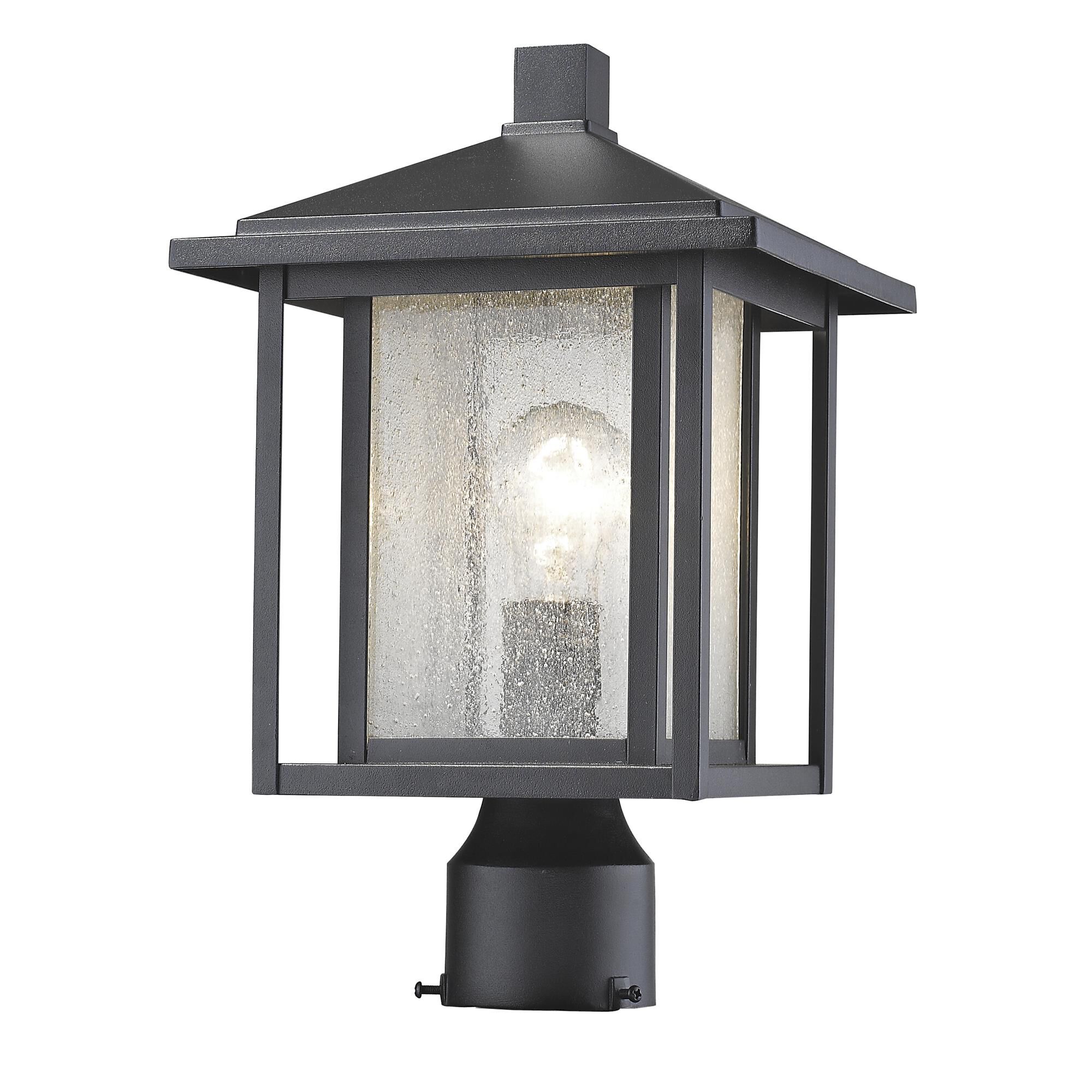 Shown in Black finish and Glass shade