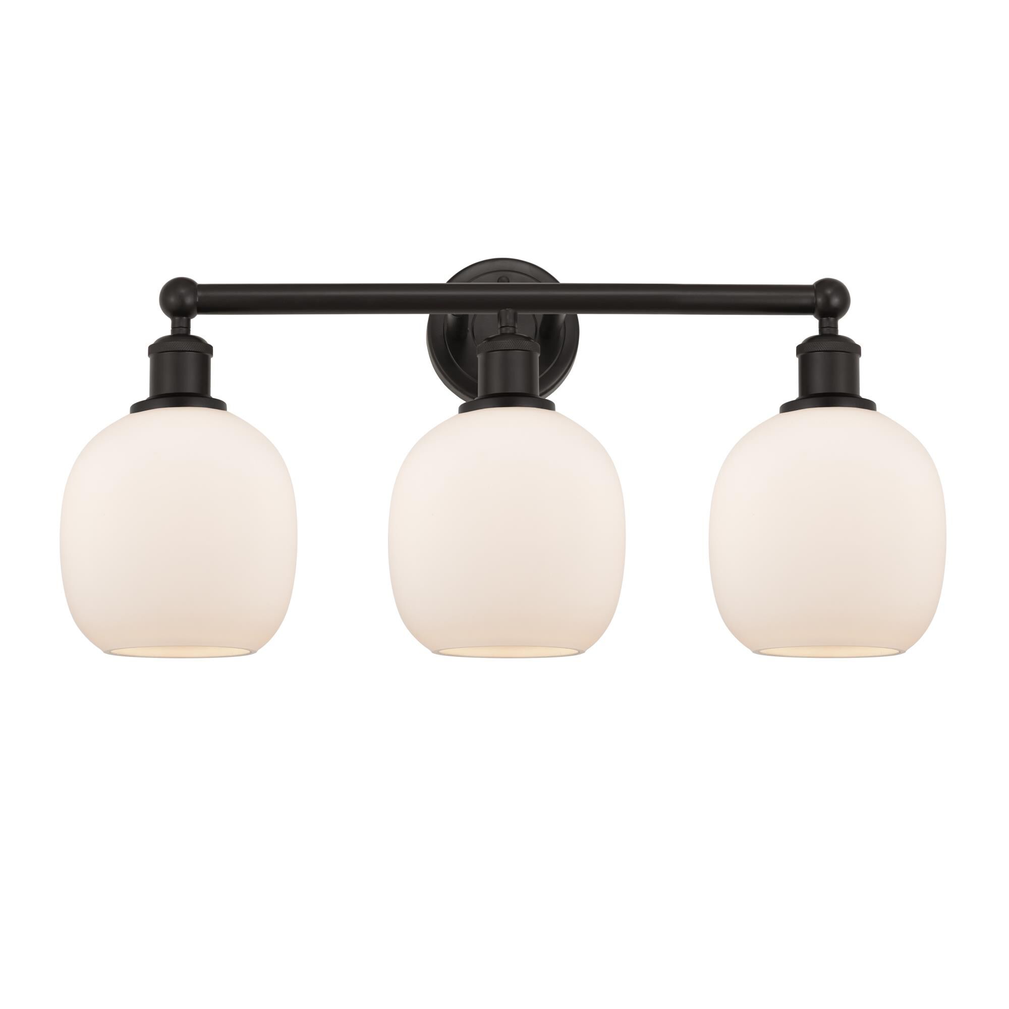 Shown in Oil Rubbed Bronze, Matte White finish and Matte White glass and Matte White Glass shade