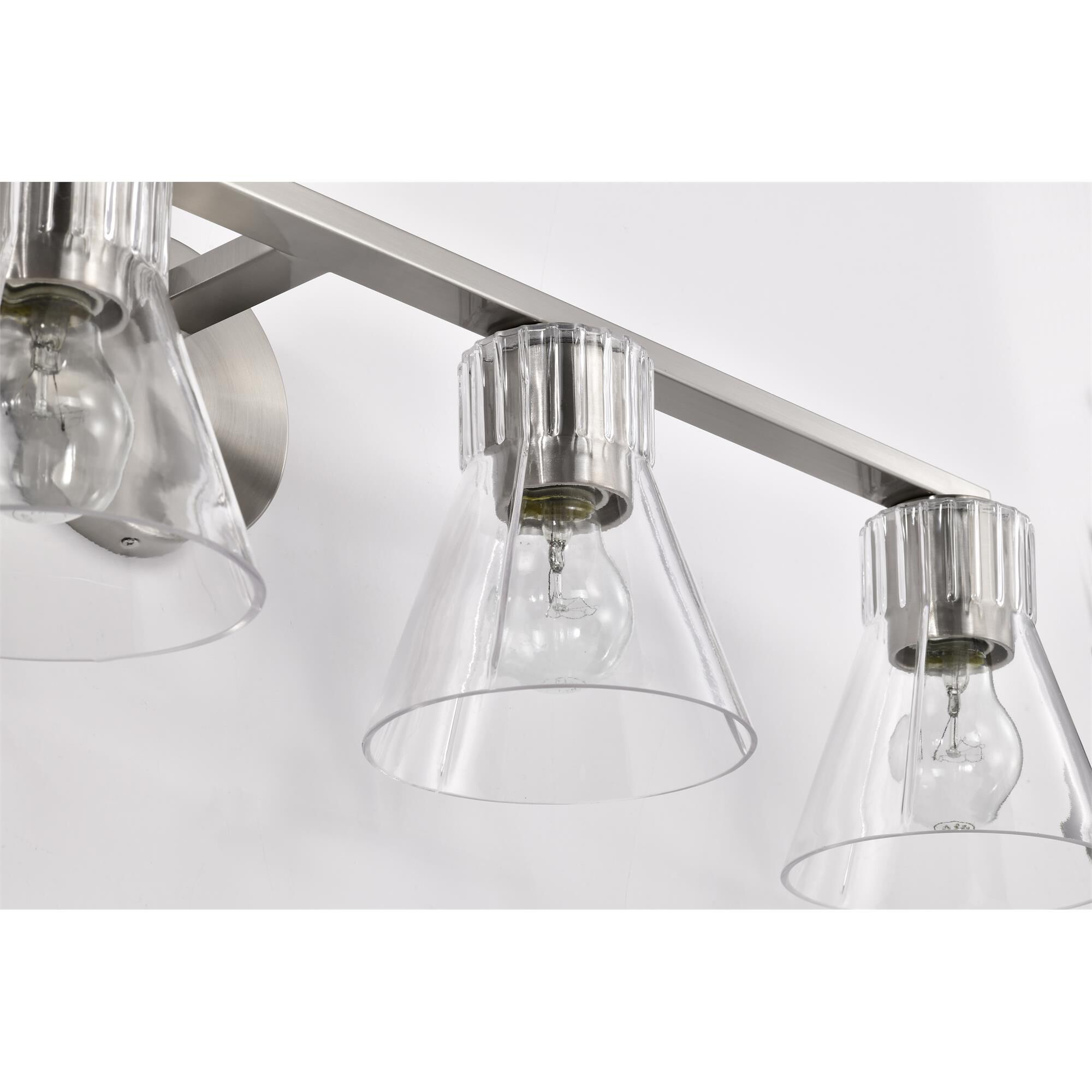 Shown in Brushed Nickel finish and Clear glass