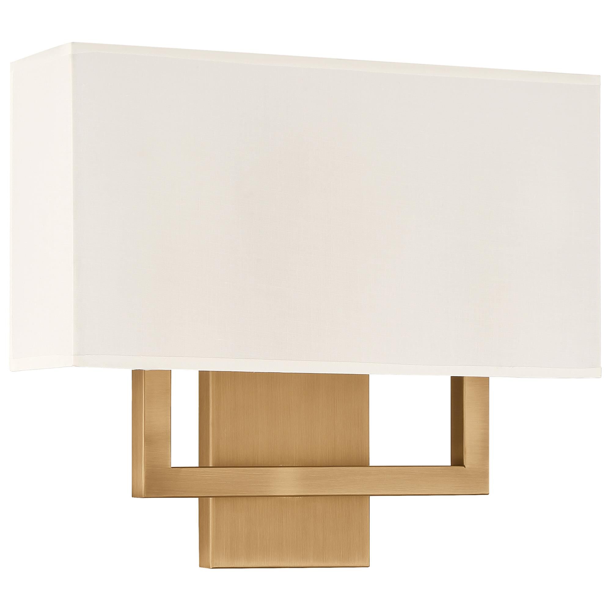 Shown in Antique Brushed Brass finish and White Fabric shade