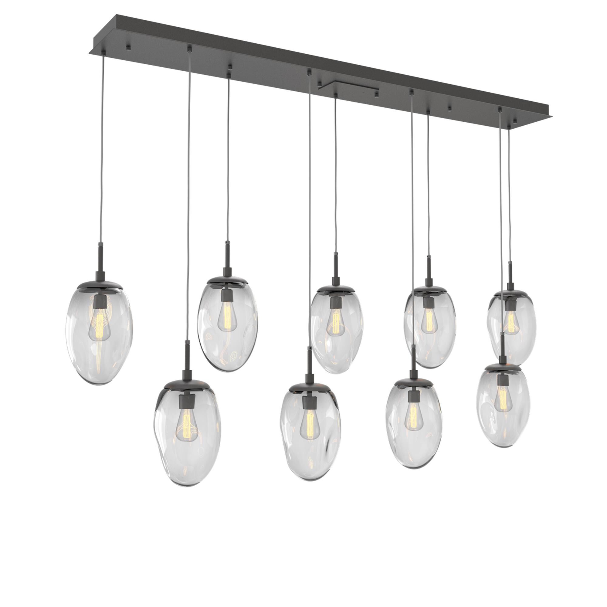 Shown in Graphite finish and Clear Blown glass