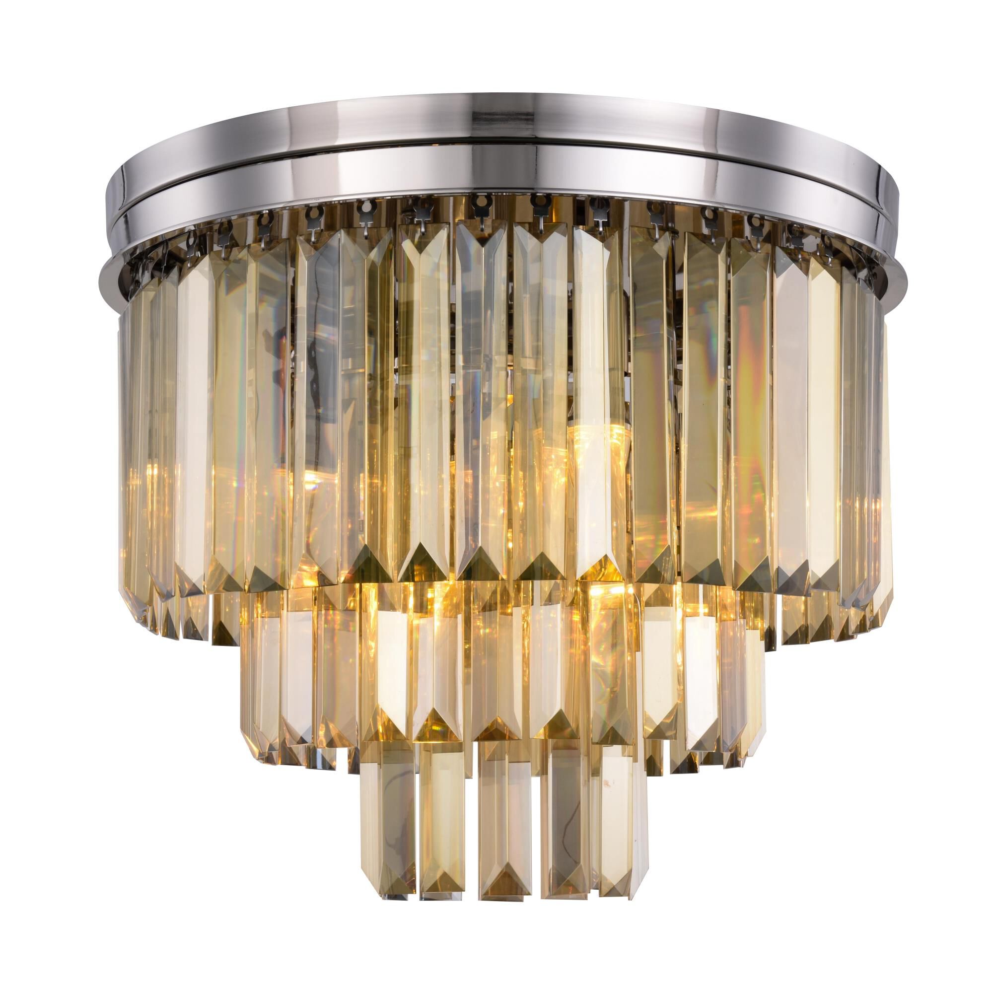 Shown in Polished Nickel finish and Royal Cut crystal and Golden Teak (Smoky) accent