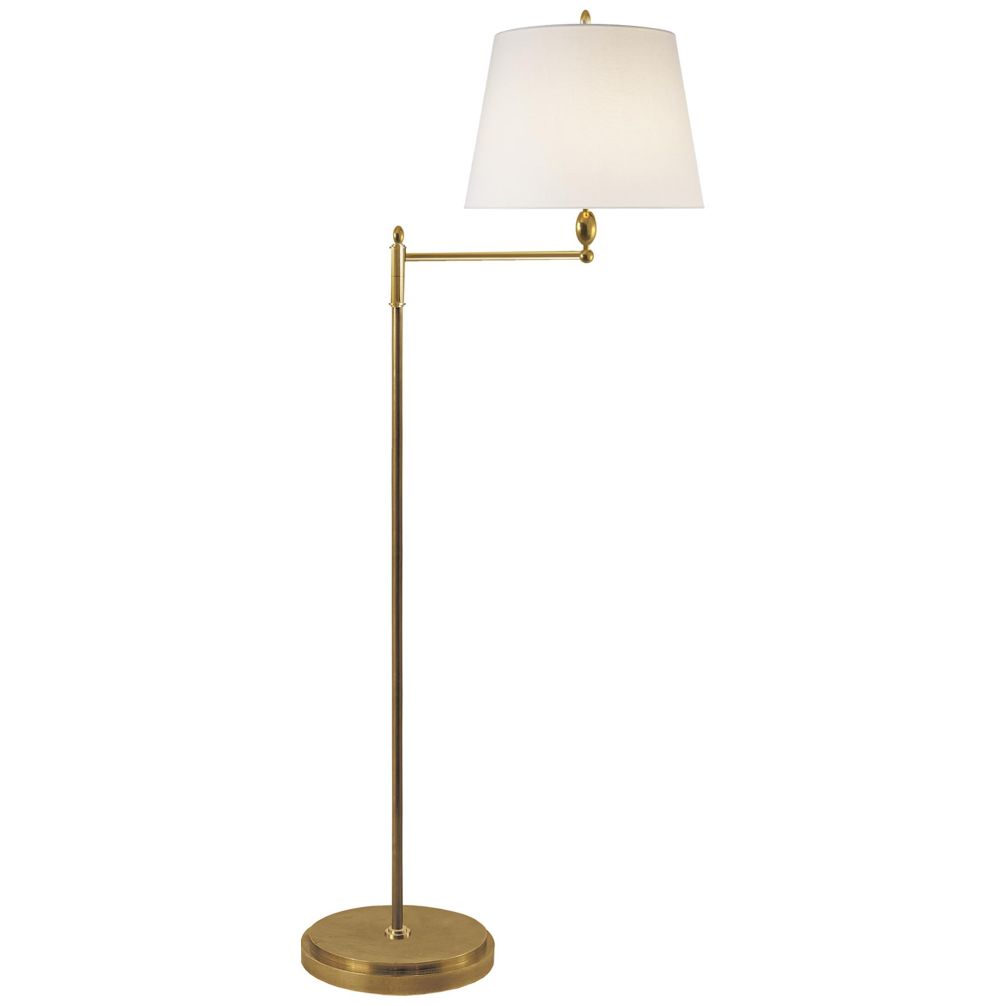 Shown in Hand-Rubbed Antique Brass finish and Linen shade