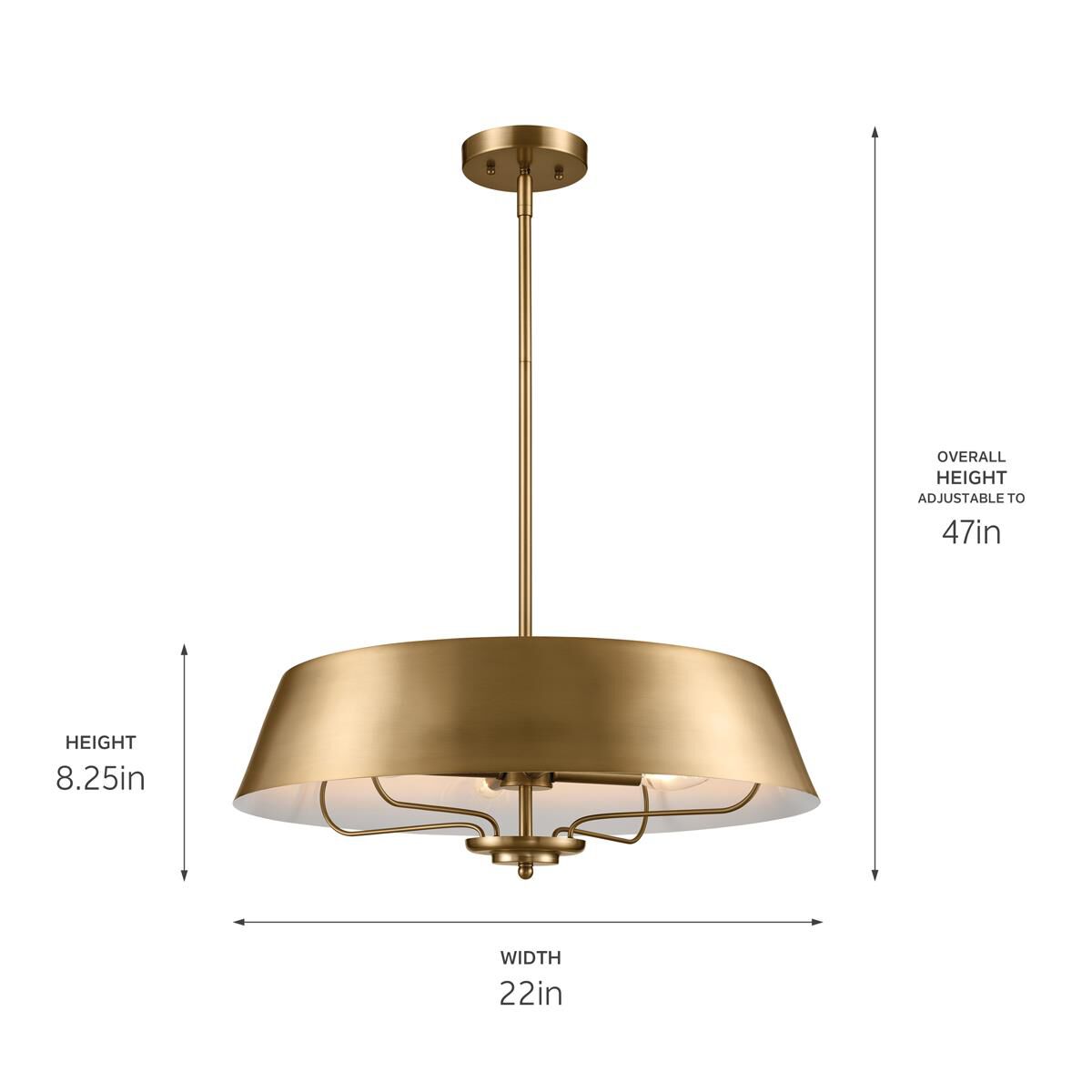 Shown in Brushed Natural Brass finish and Metal shade