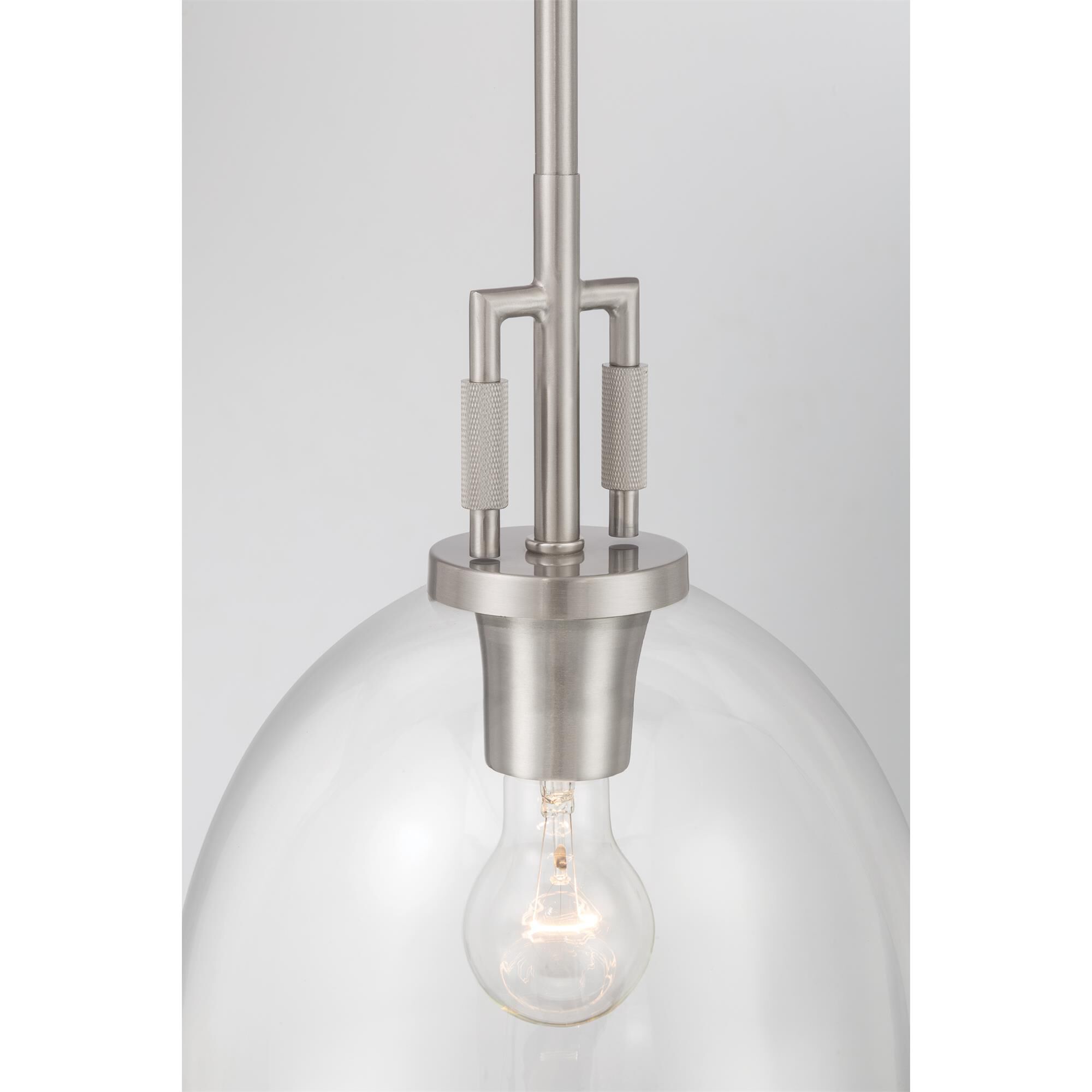 Shown in Brushed Nickel finish and Clear glass
