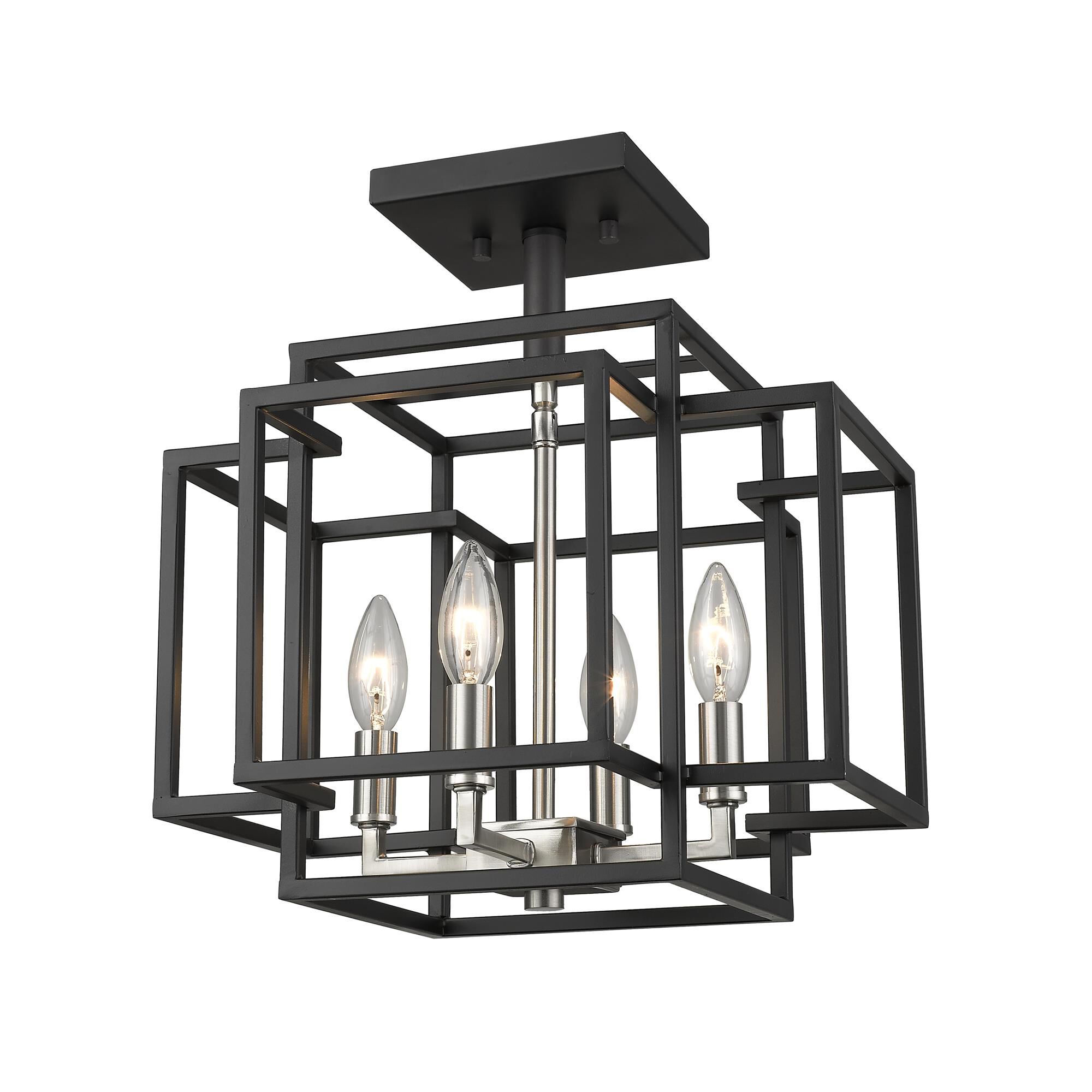 Shown in Black + Brushed Nickel finish and --- glass and --- shade