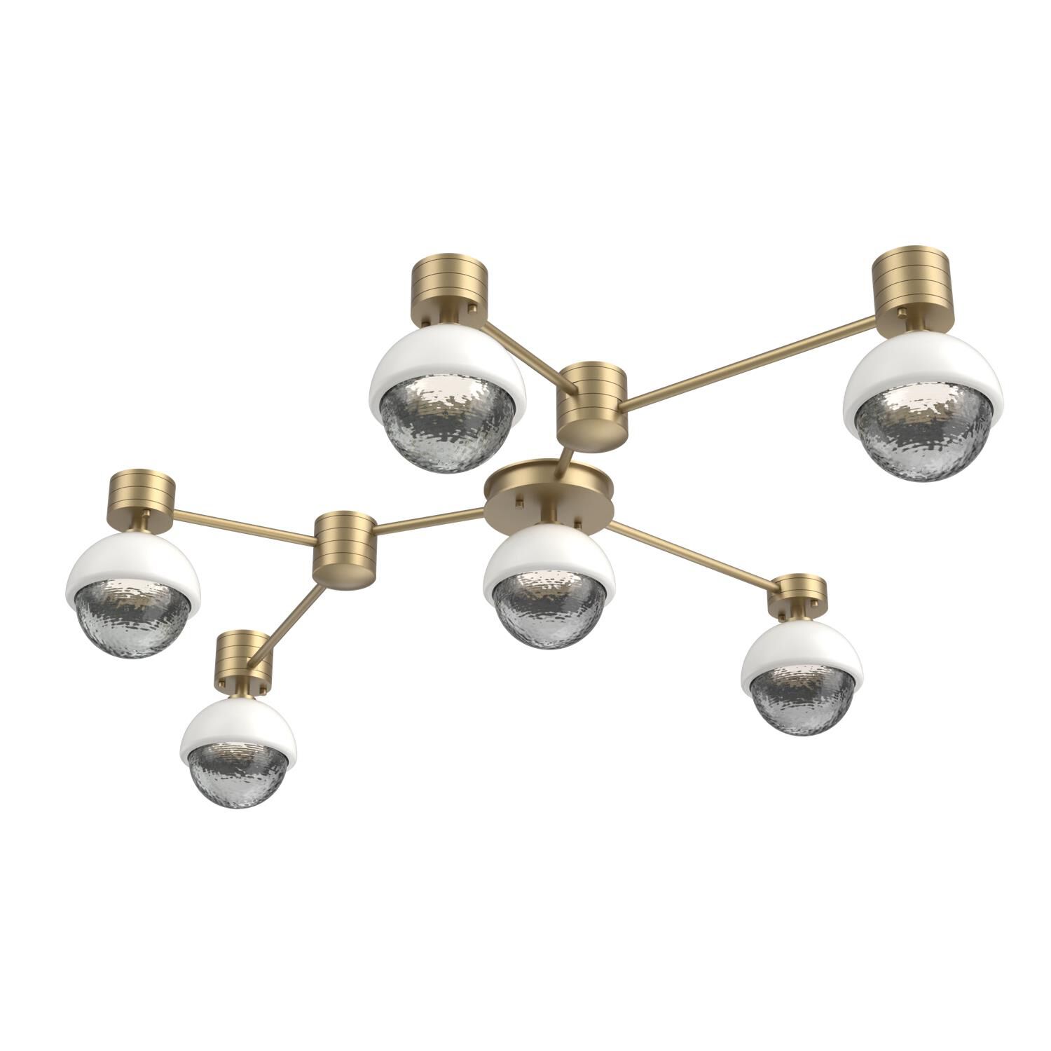 Shown in Gilded Brass finish and Smoke glass and Salt White accent