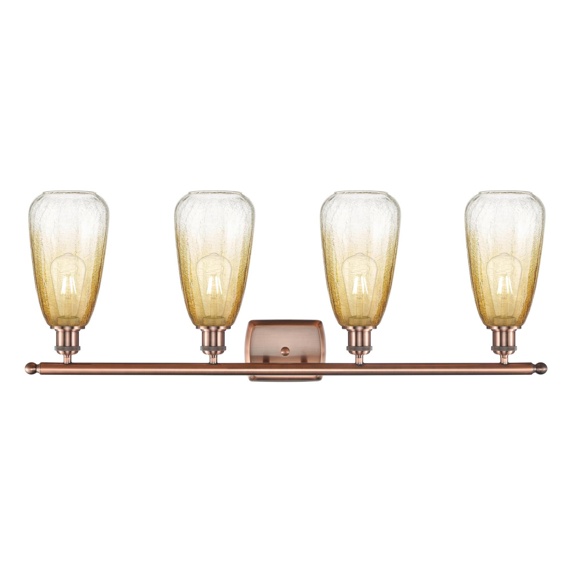 Shown in Antique Copper finish and Amber glass