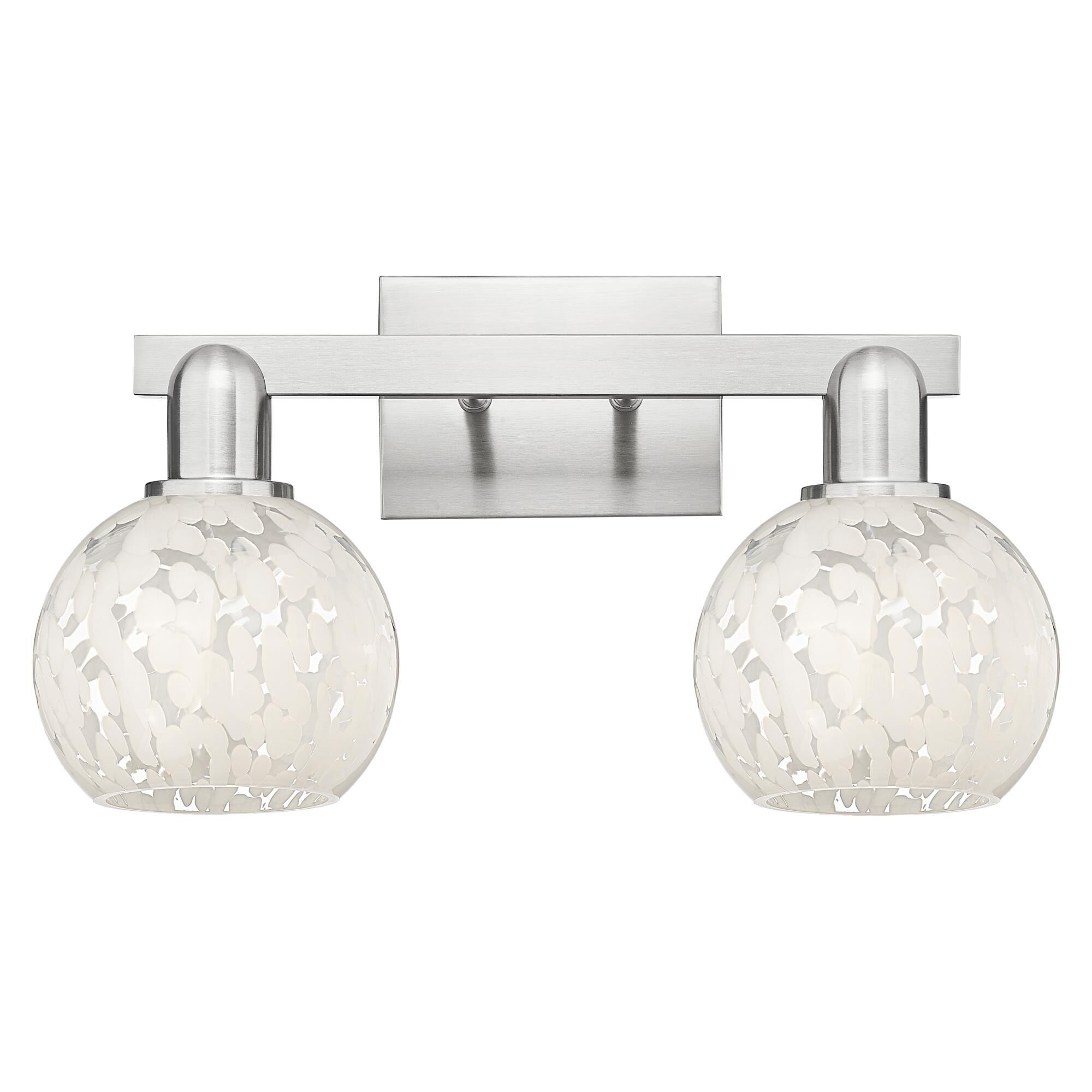 Shown in Brushed Satin Nickel finish and White Mouchette glass