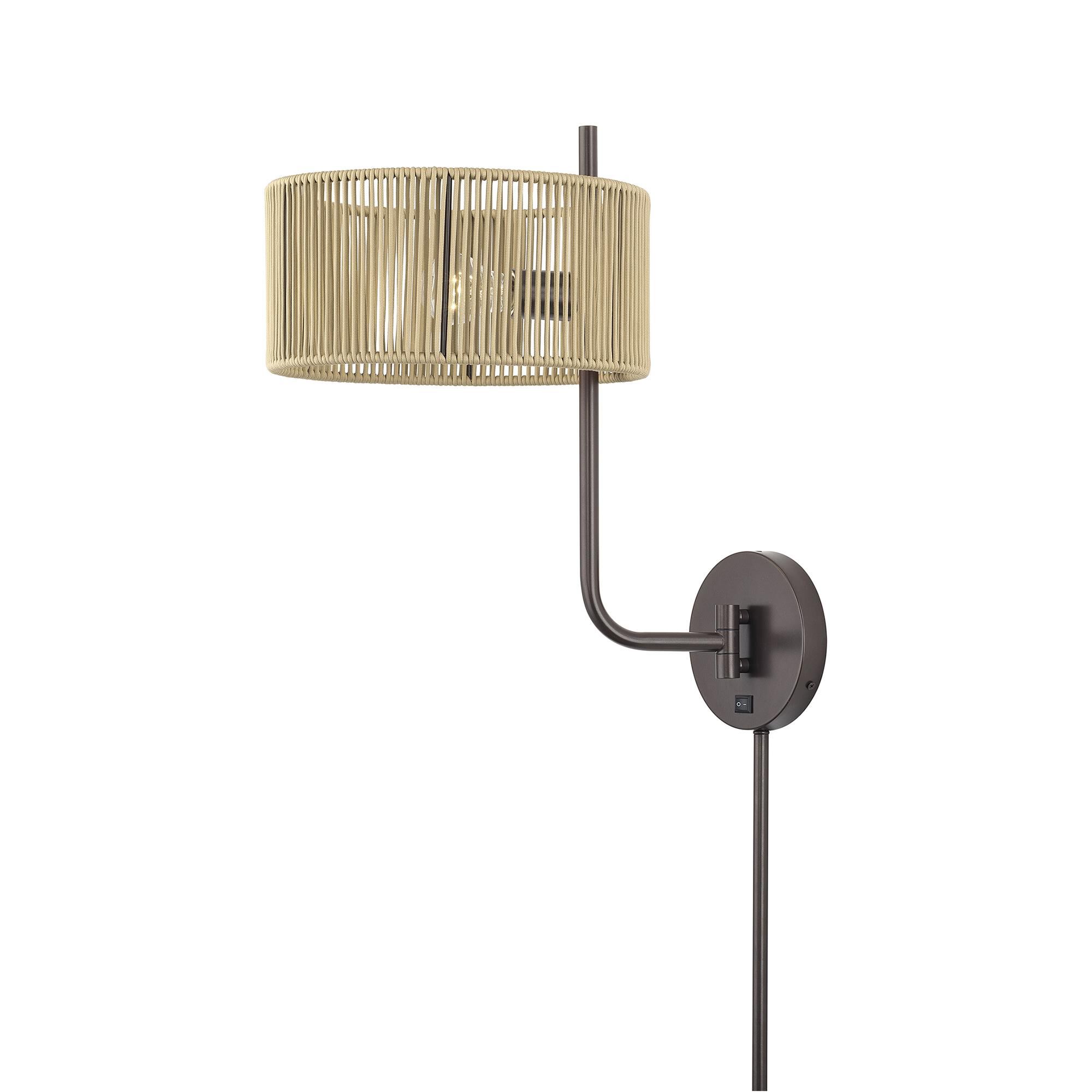 Shown in English Bronze finish and Hand-Woven Venetian Gold Color Polyester Rope shade
