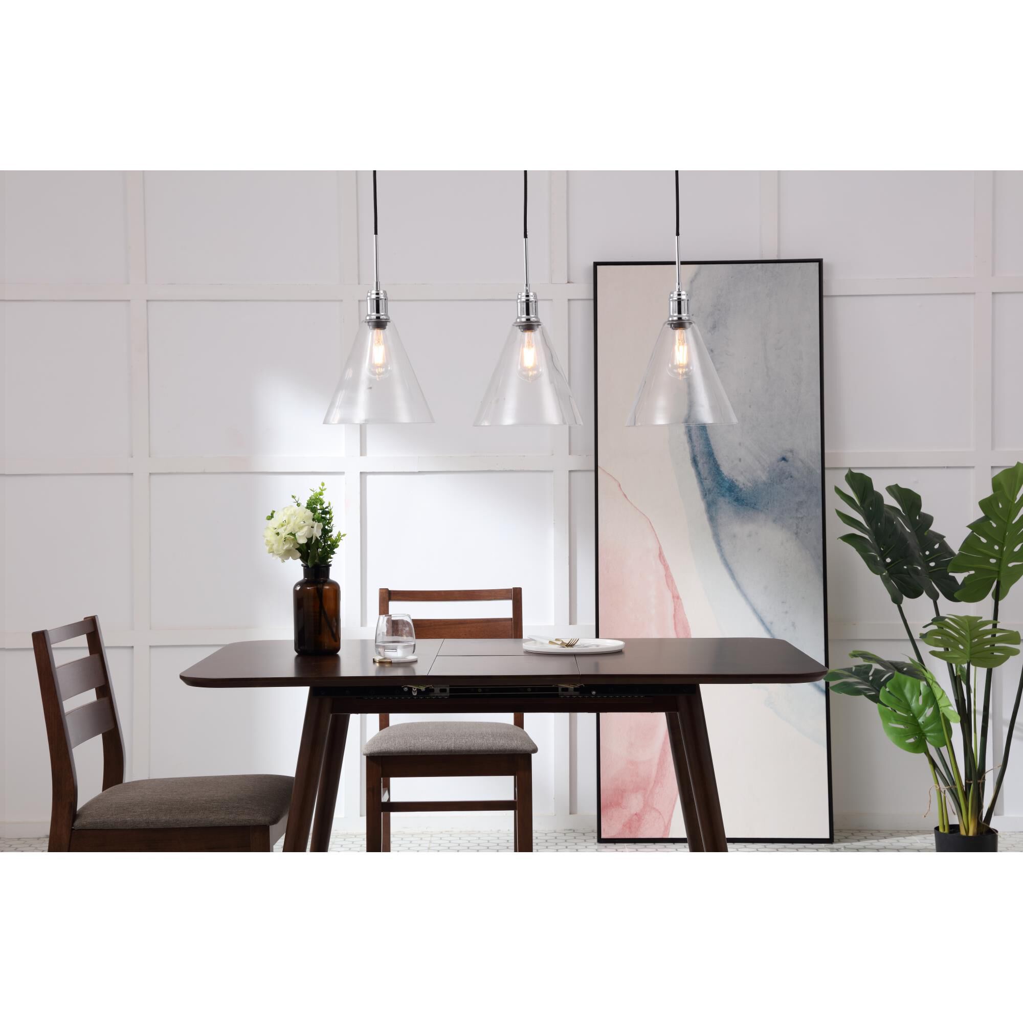 Hugh 36 Inch 3 Light Linear Suspension Light by Elegant Lighting