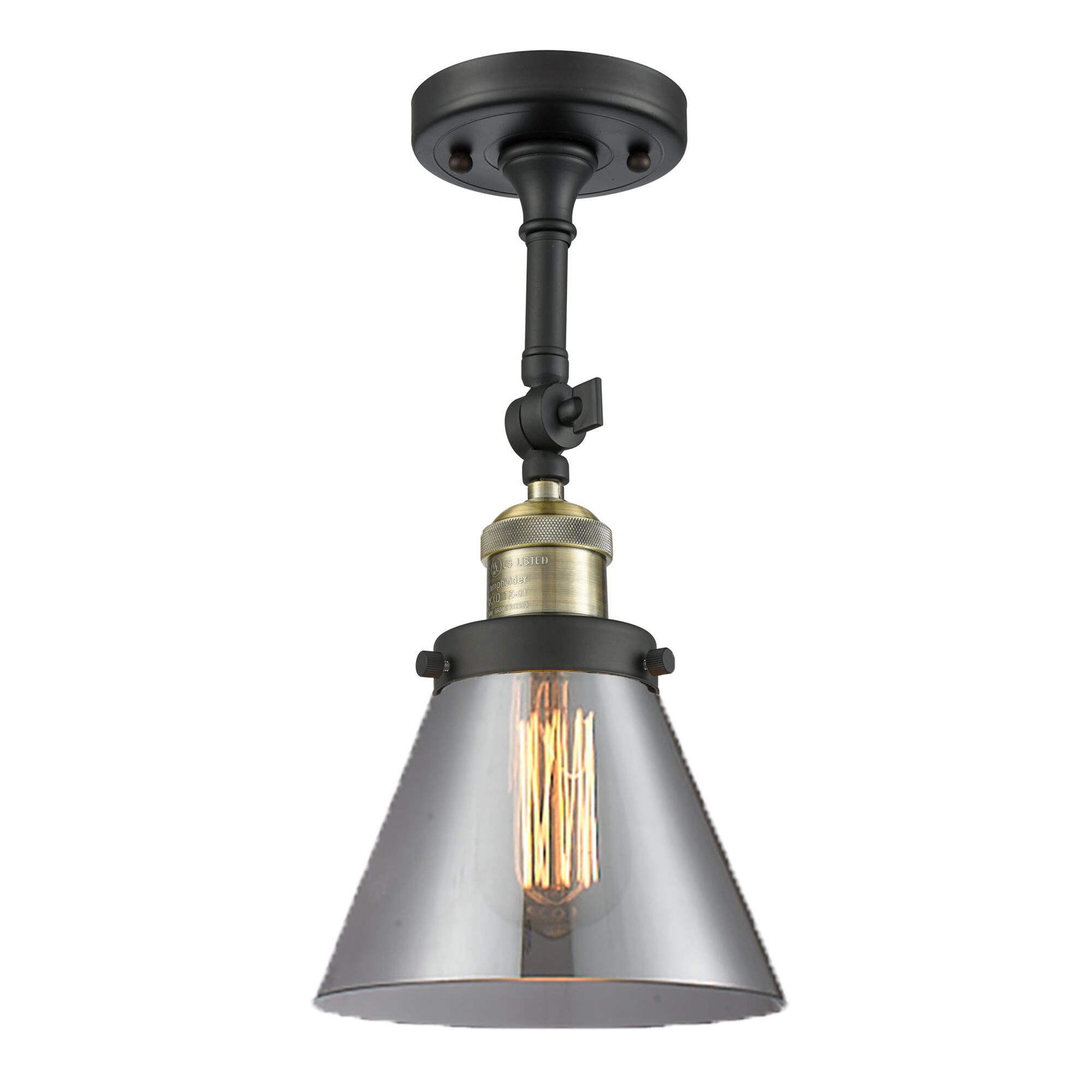 Shown in Black Antique Brass finish and Smoked glass