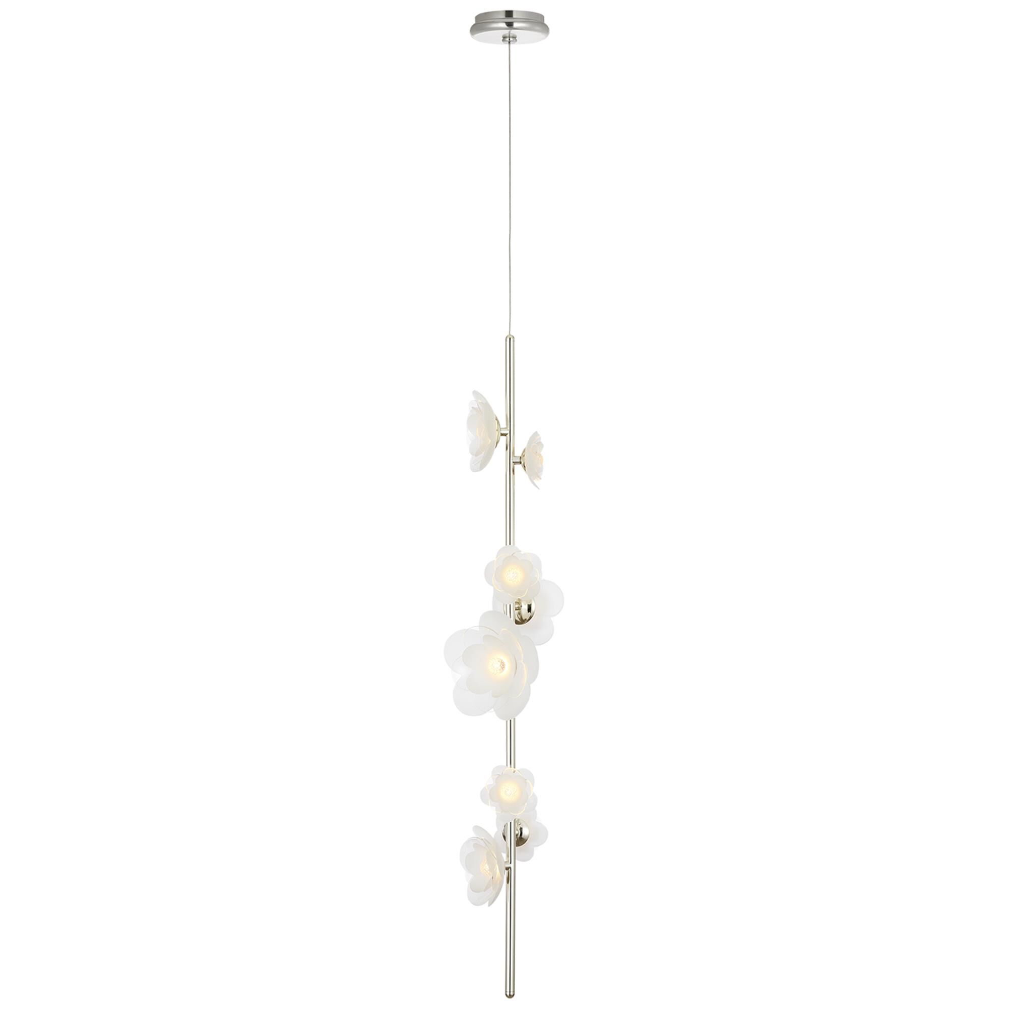 Shown in Soft Silver finish and Etched and Clear Flower glass