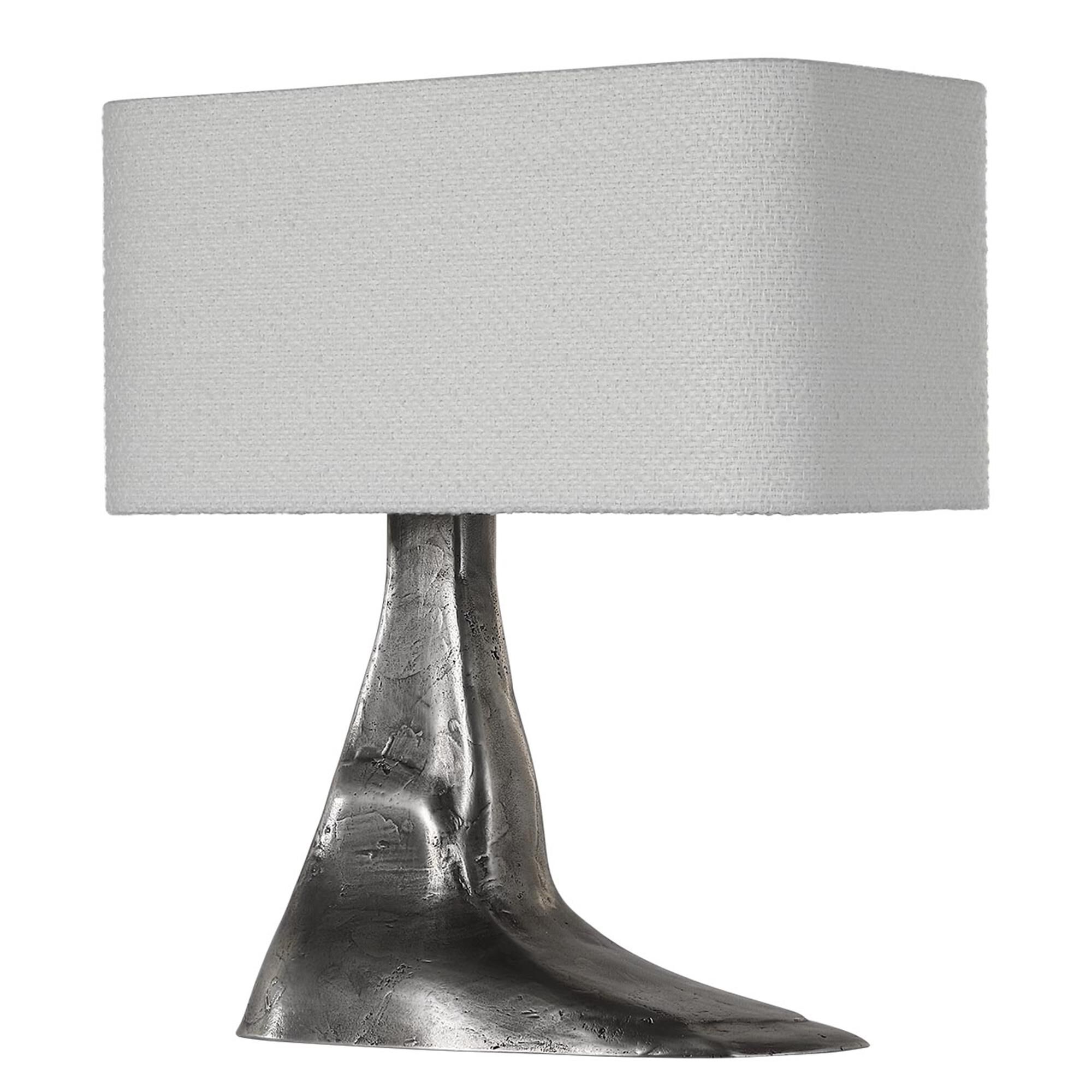 Shown in Museum Pewter finish and Boucle Rectangle shade