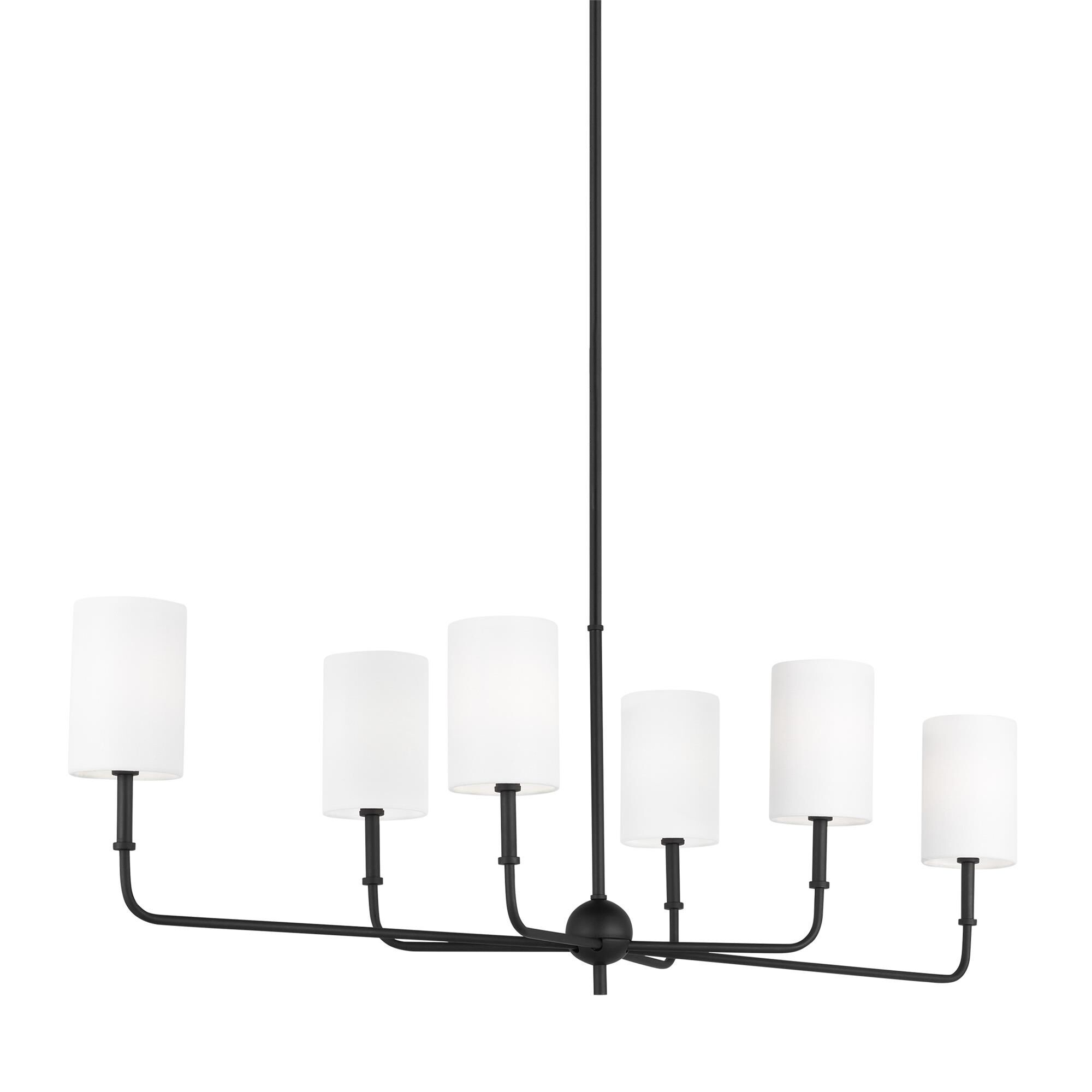 Shown in Midnight Black finish and White Linen glass and White Linen Fabric s shade