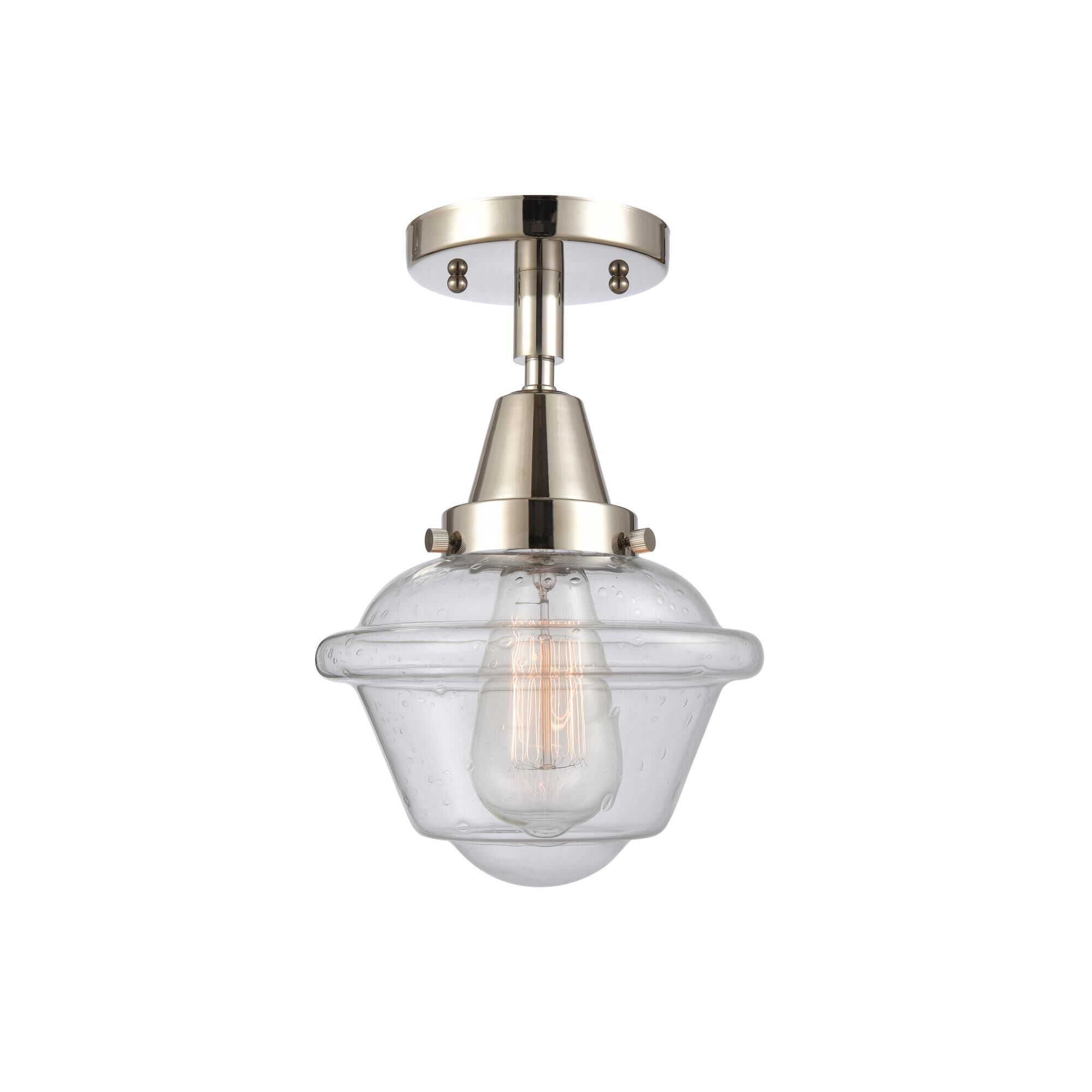 Shown in Polished Nickel finish and Seedy Small Oxford glass