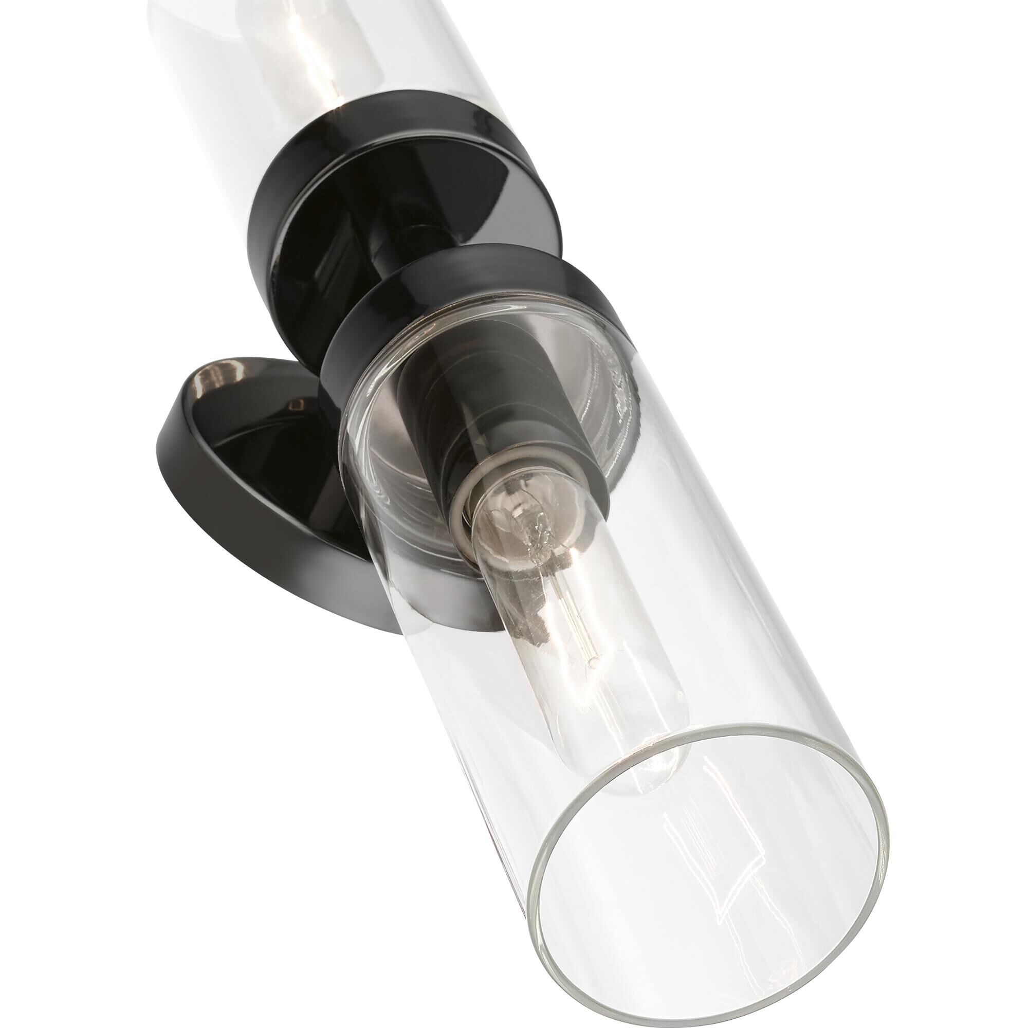 Shown in Black Chrome finish and Clear glass