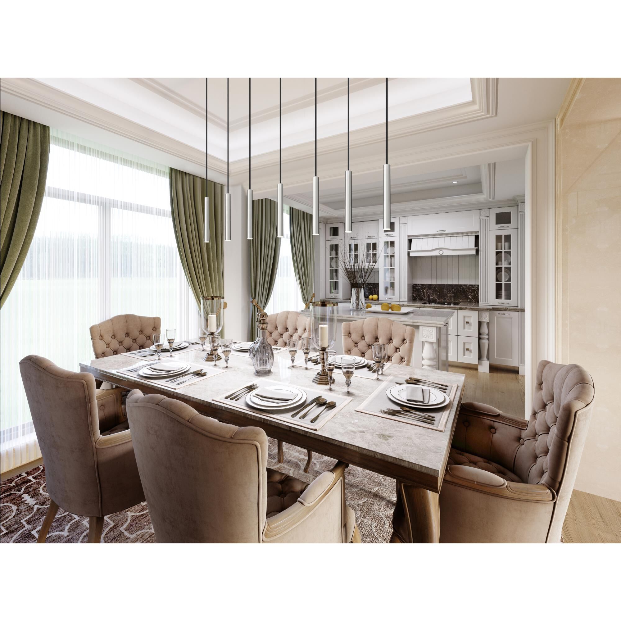 Shown in Brushed Nickel finish and Brushed Nickel glass and Brushed Nickel shade