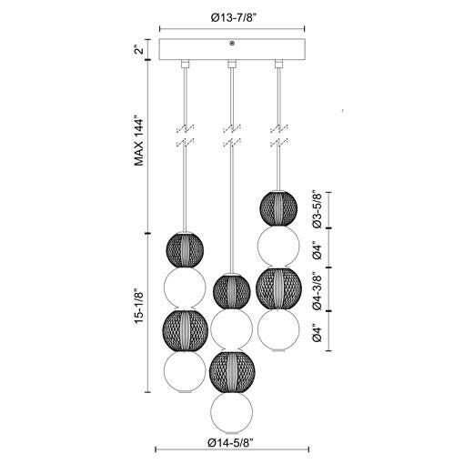 Kuzco Lighting Onyx LED Multi Light Pendant