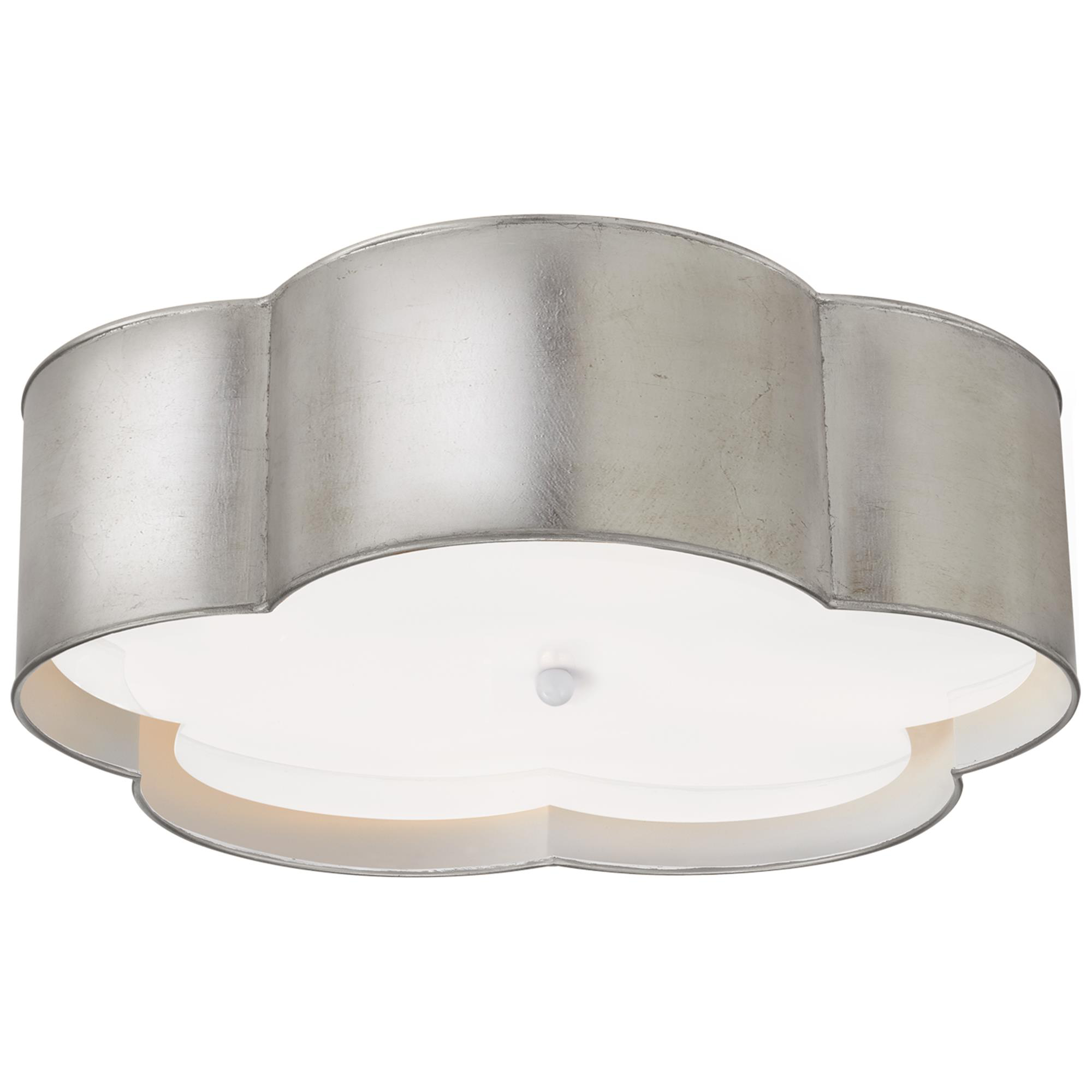 Shown in Burnished Silver Leaf and White finish and Frosted Acrylic glass