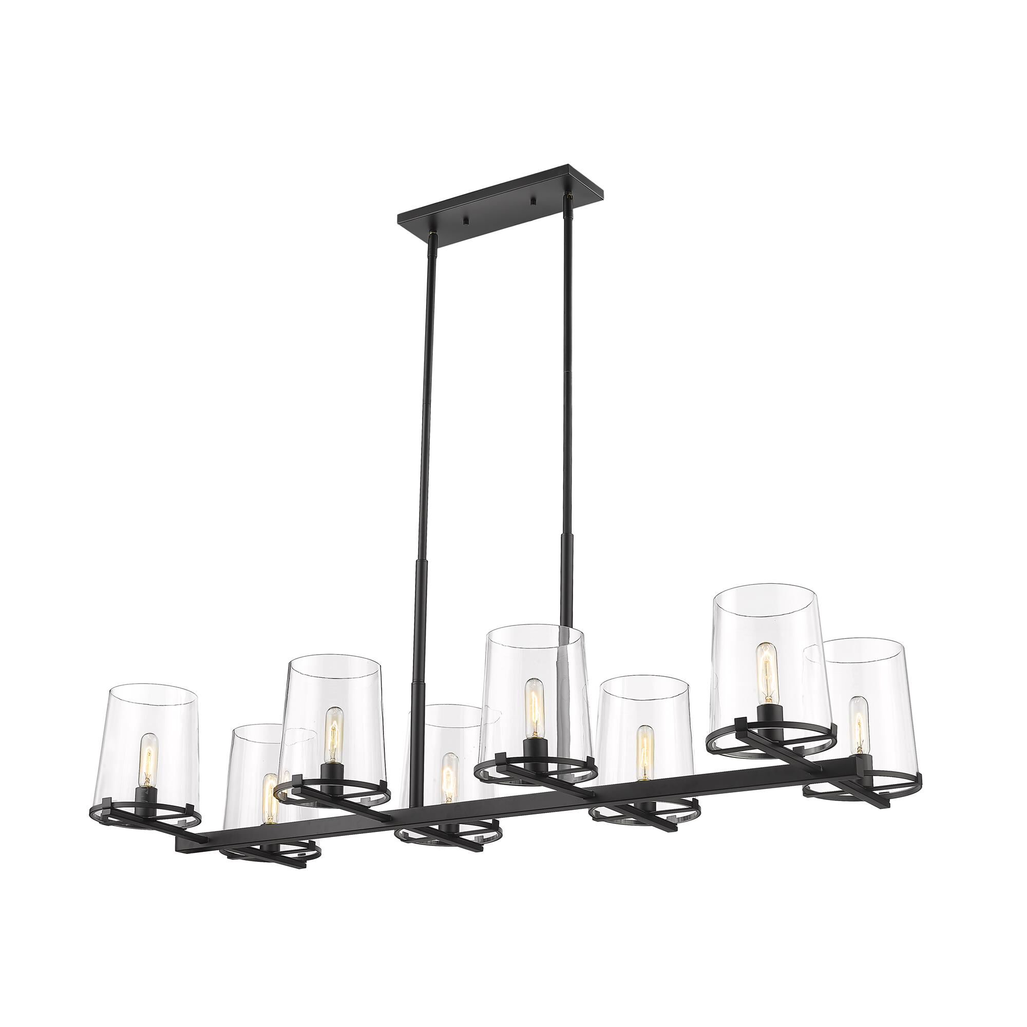 Shown in Matte Black finish and Glass shade