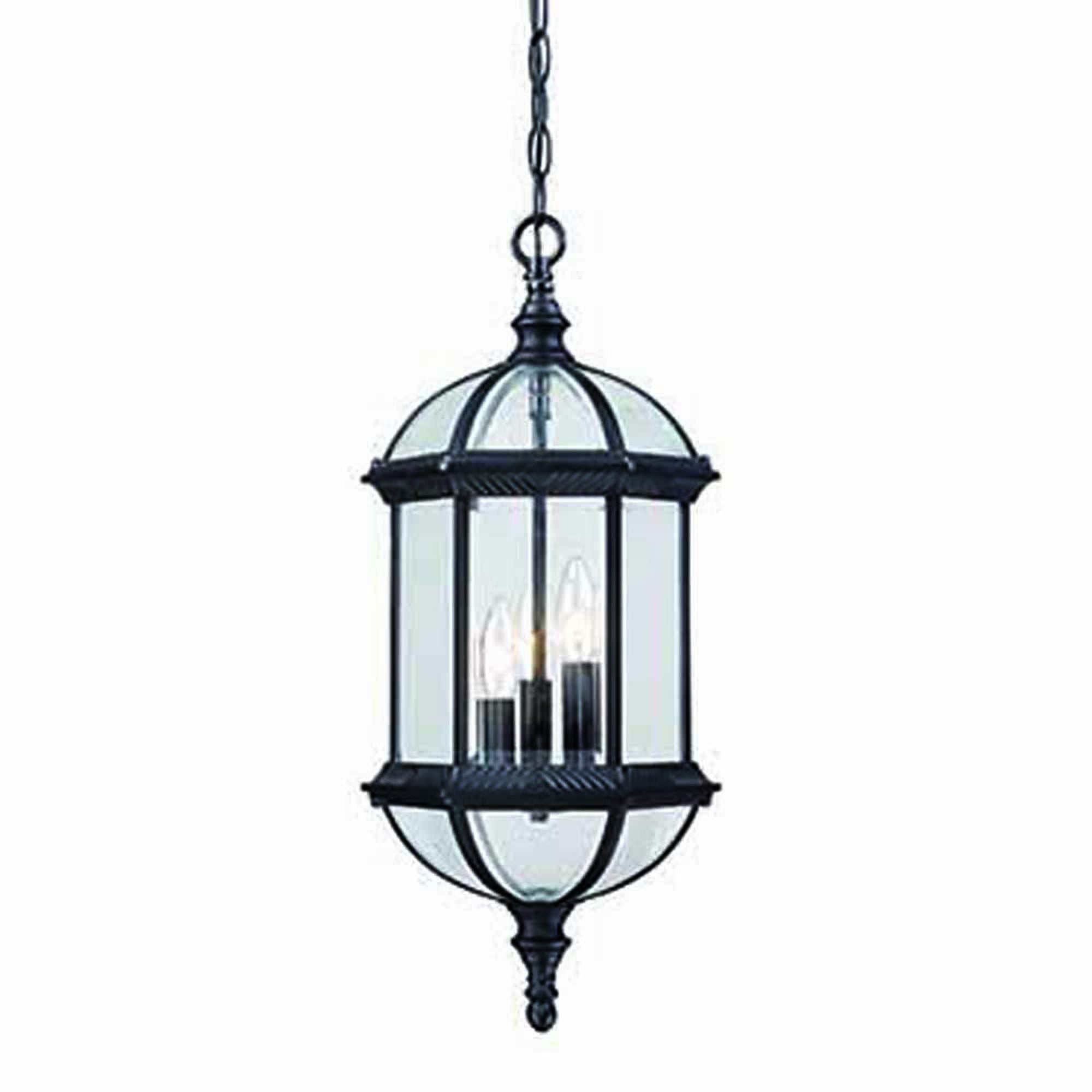 Shown in Matte Black finish and Clear glass and Clear Beveled Glass Panes shade