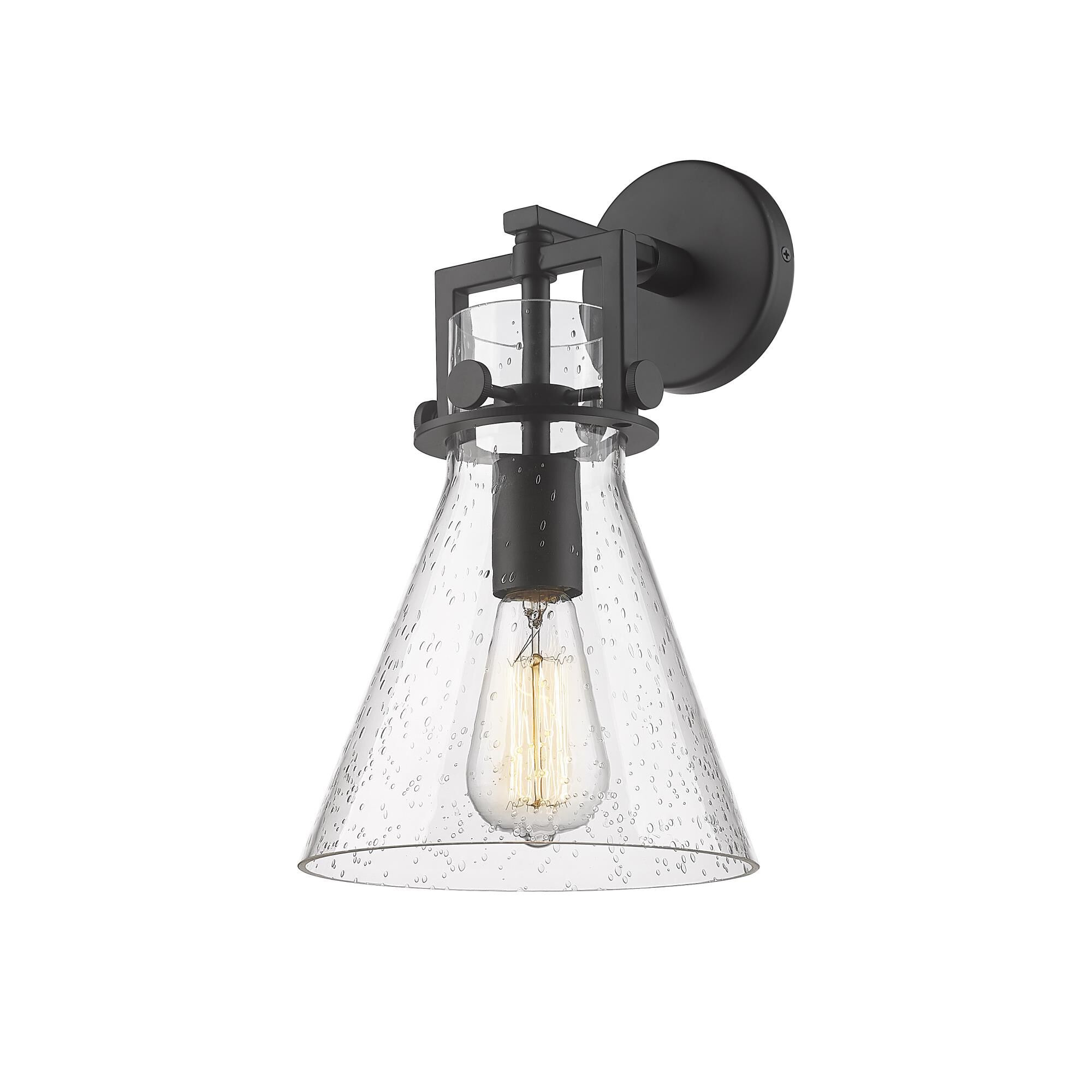 Shown in Matte Black finish and Seedy glass