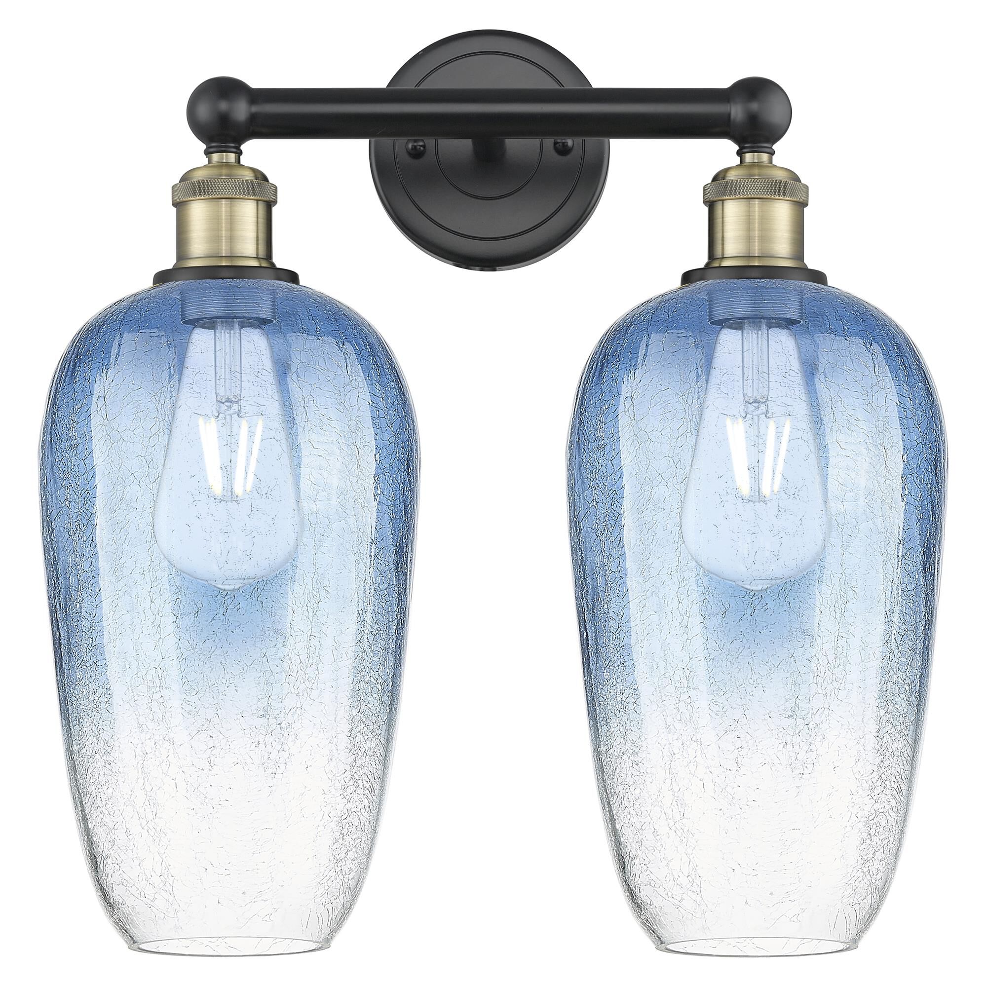 Shown in Black Antique Brass finish and Sapphire Blue glass