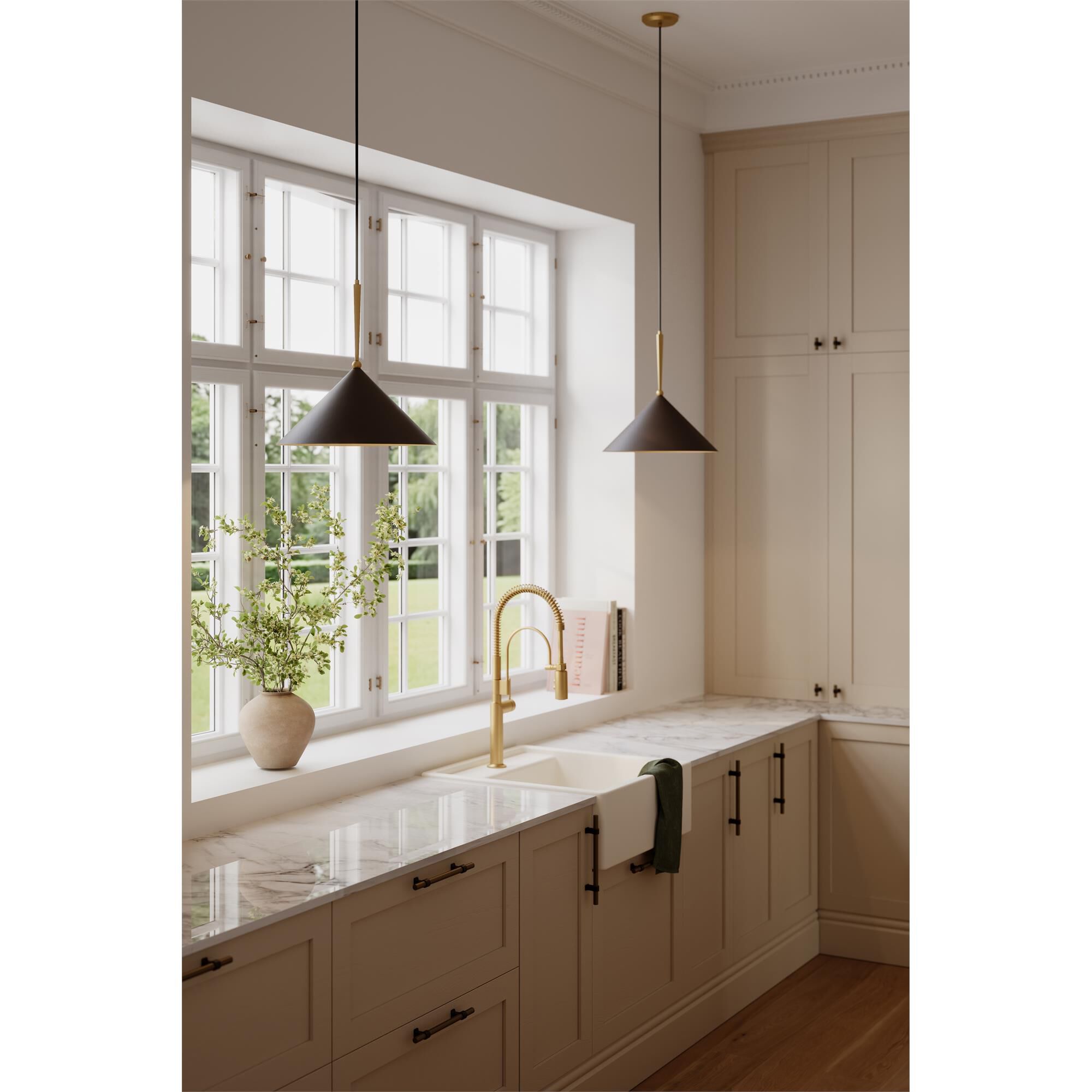 Shown in Legacy Brass and Dark Bronze finish