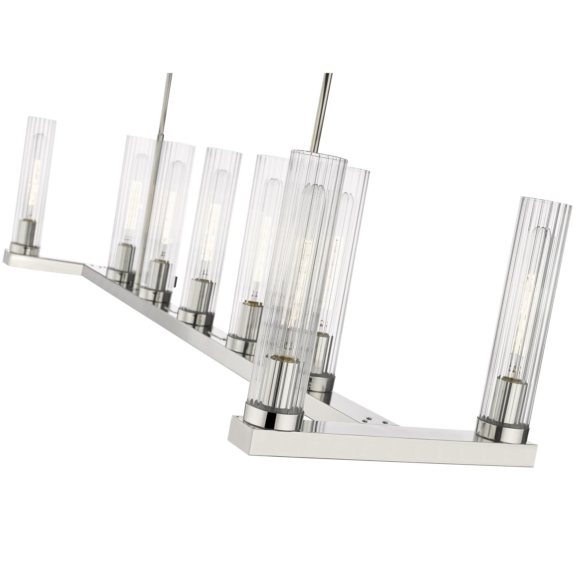 Shown in Polished Nickel finish and Glass shade