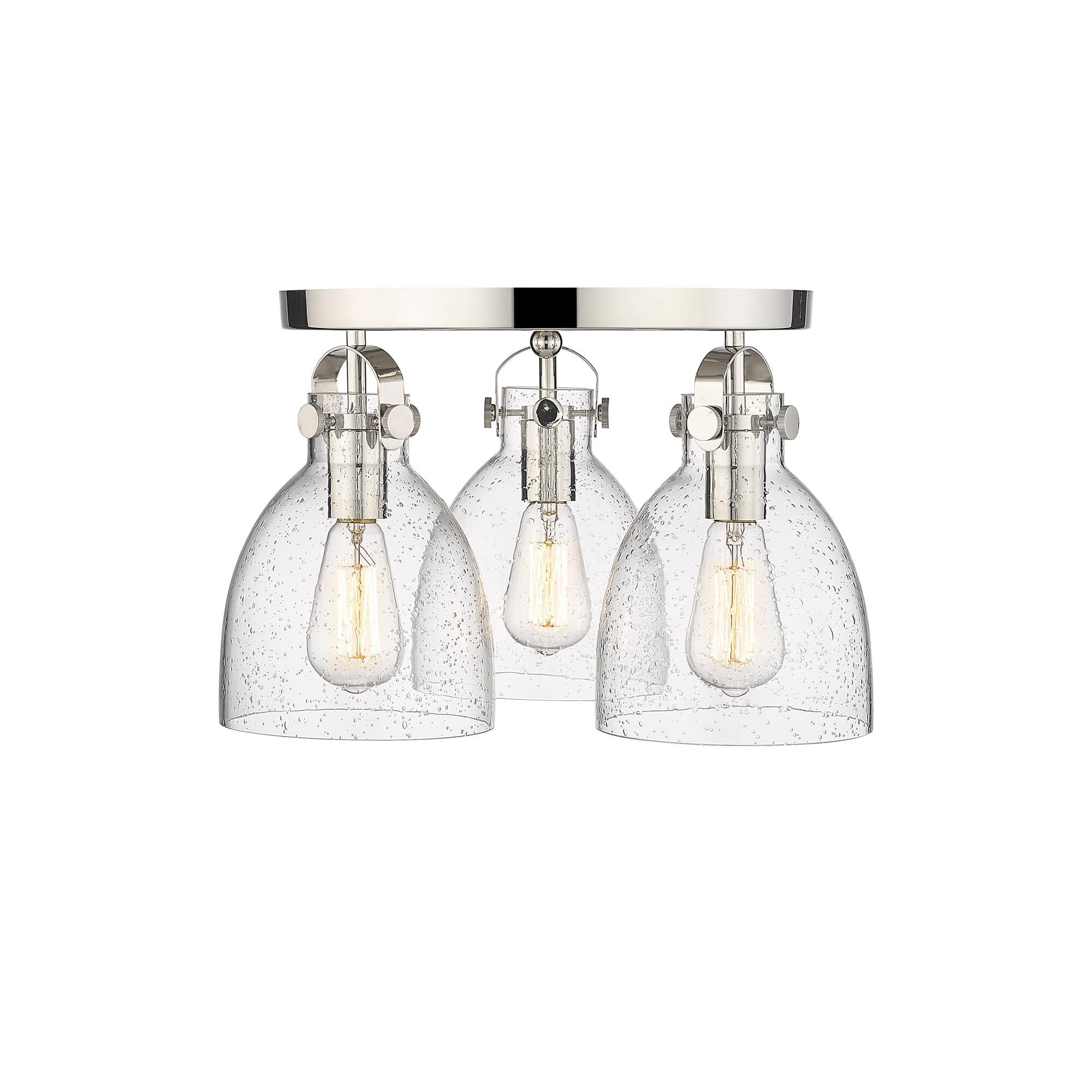 Shown in Polished Nickel finish and Seedy glass