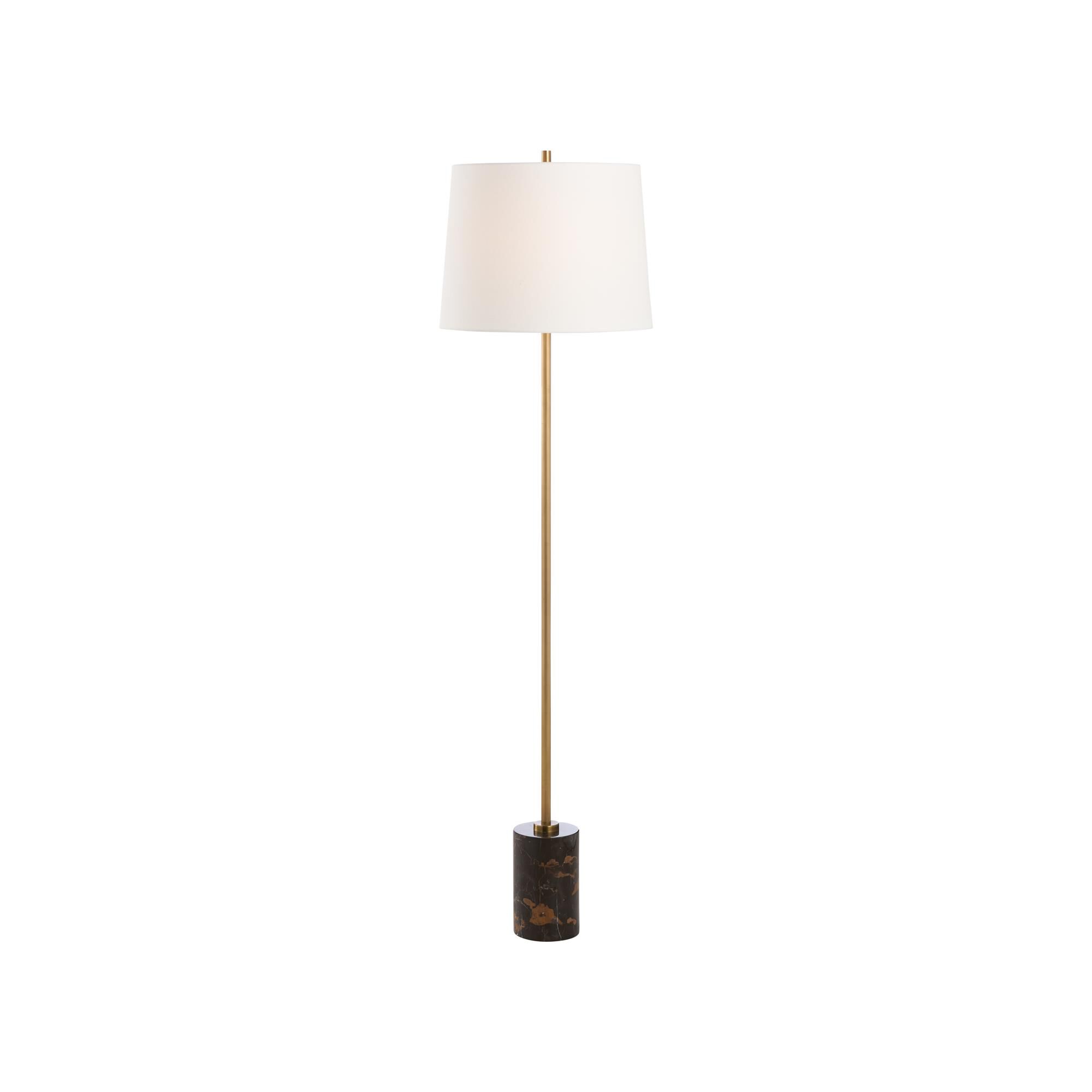 Shown in Brown and Gold finish and Linen shade