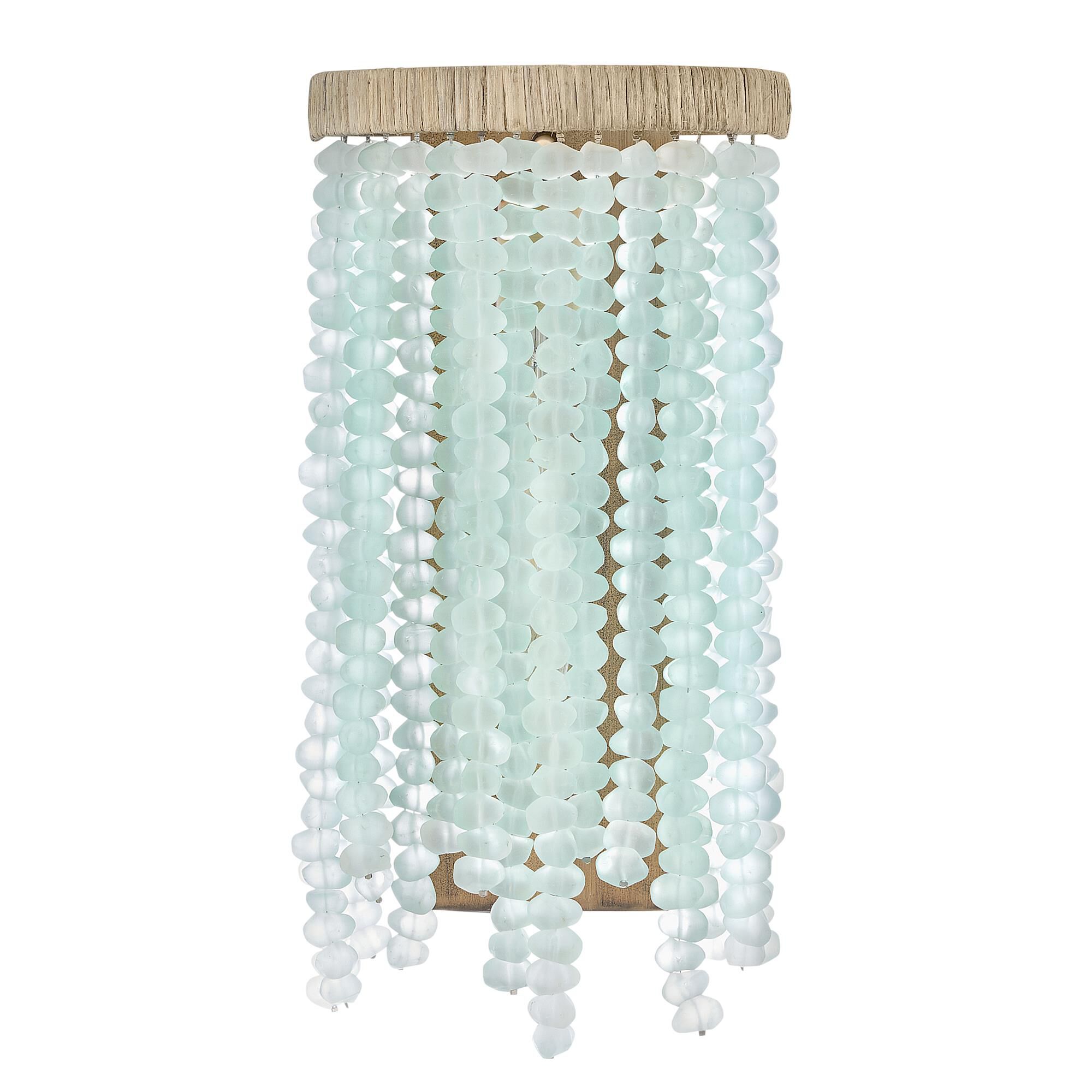 Shown in Burnished Gold finish and Blue Sea glass