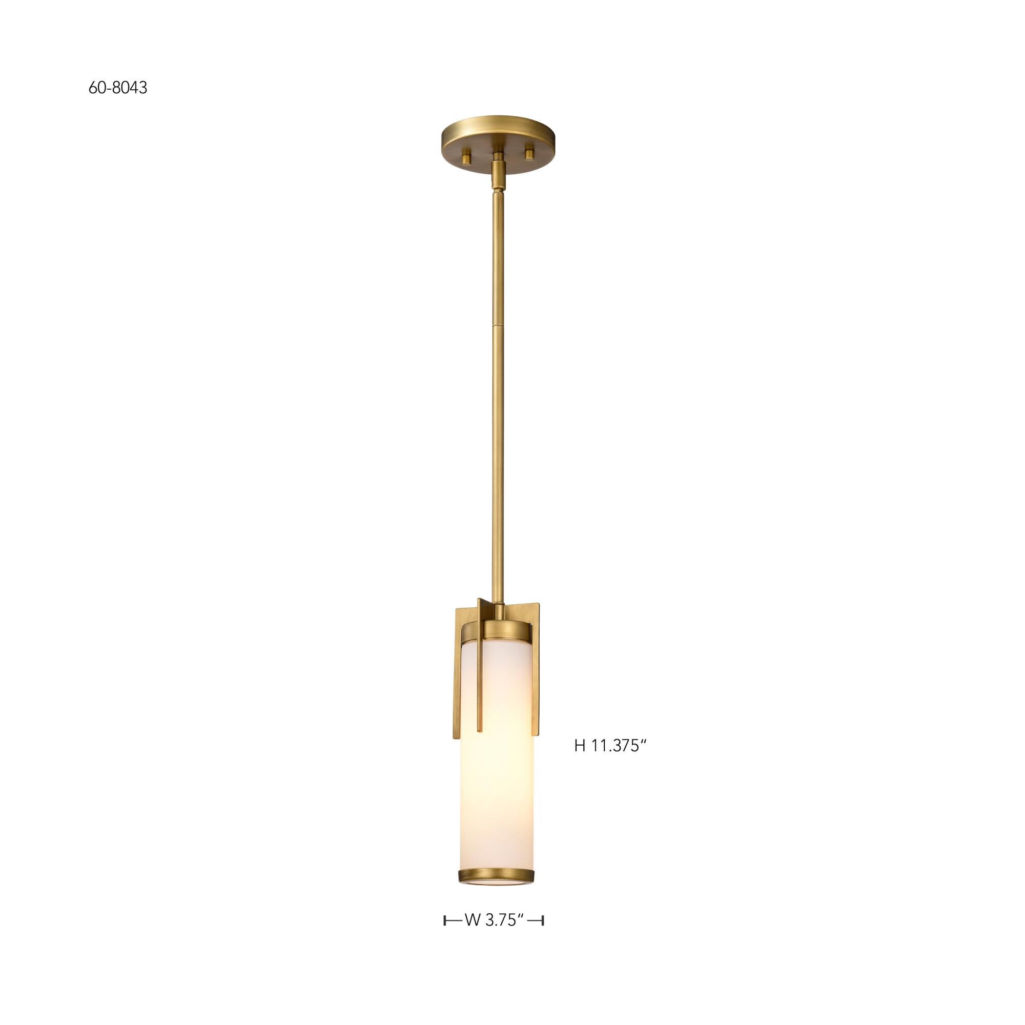 Shown in Natural Brass finish and White glass