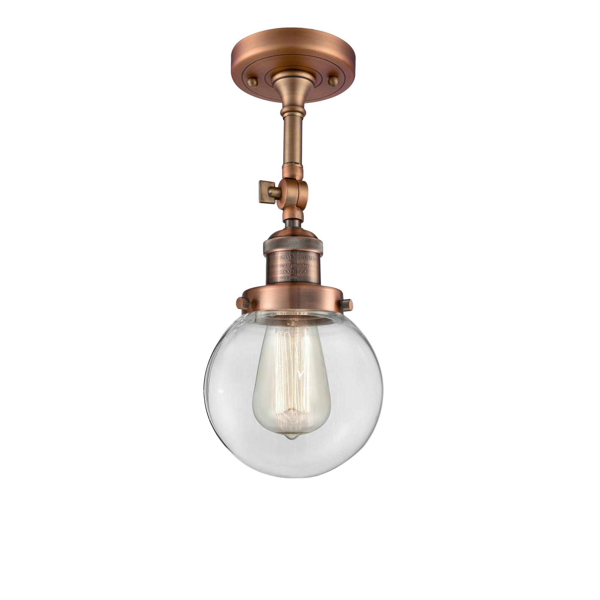 Shown in Antique Copper finish and Clear glass and No Accent accent