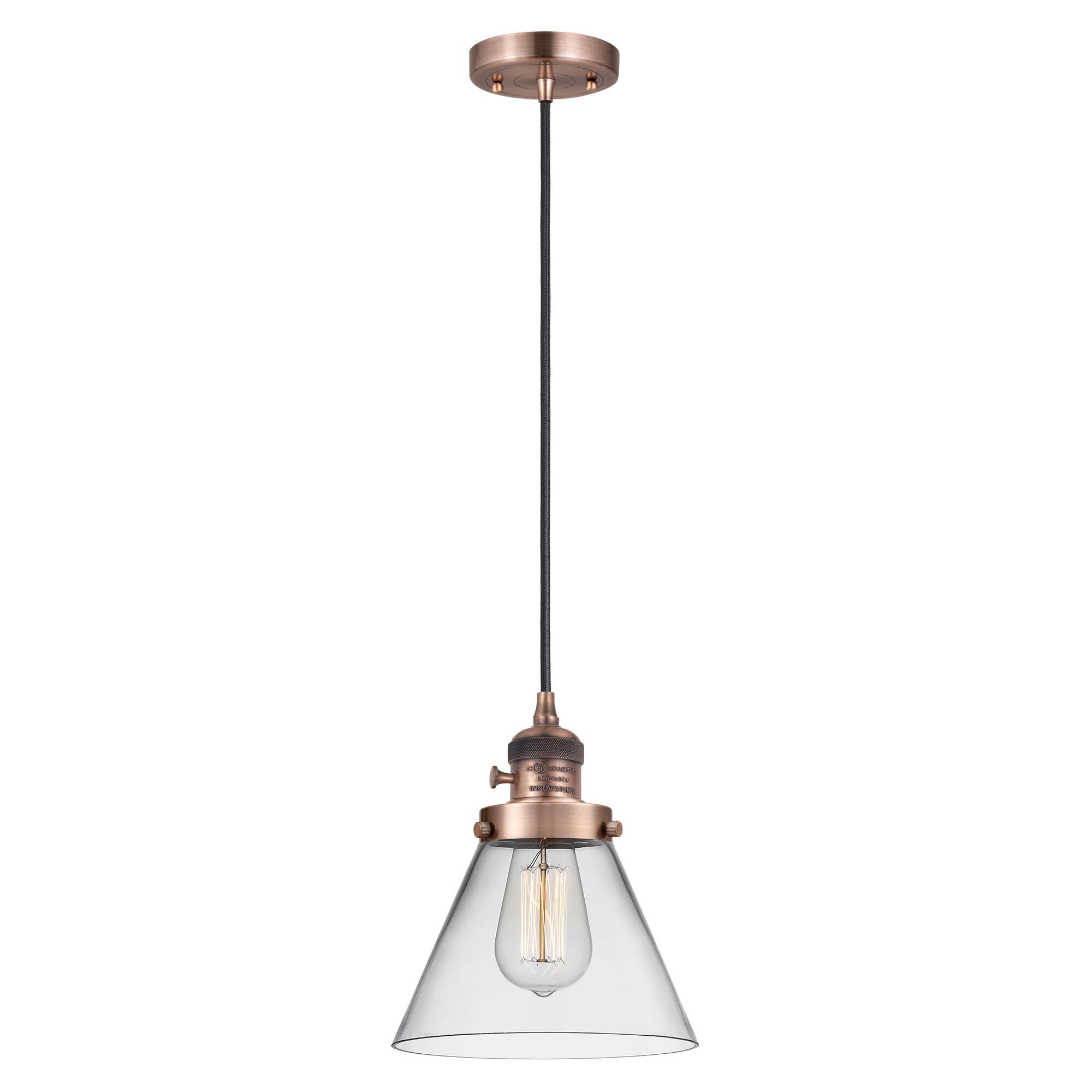 Shown in Antique Copper finish and Clear glass
