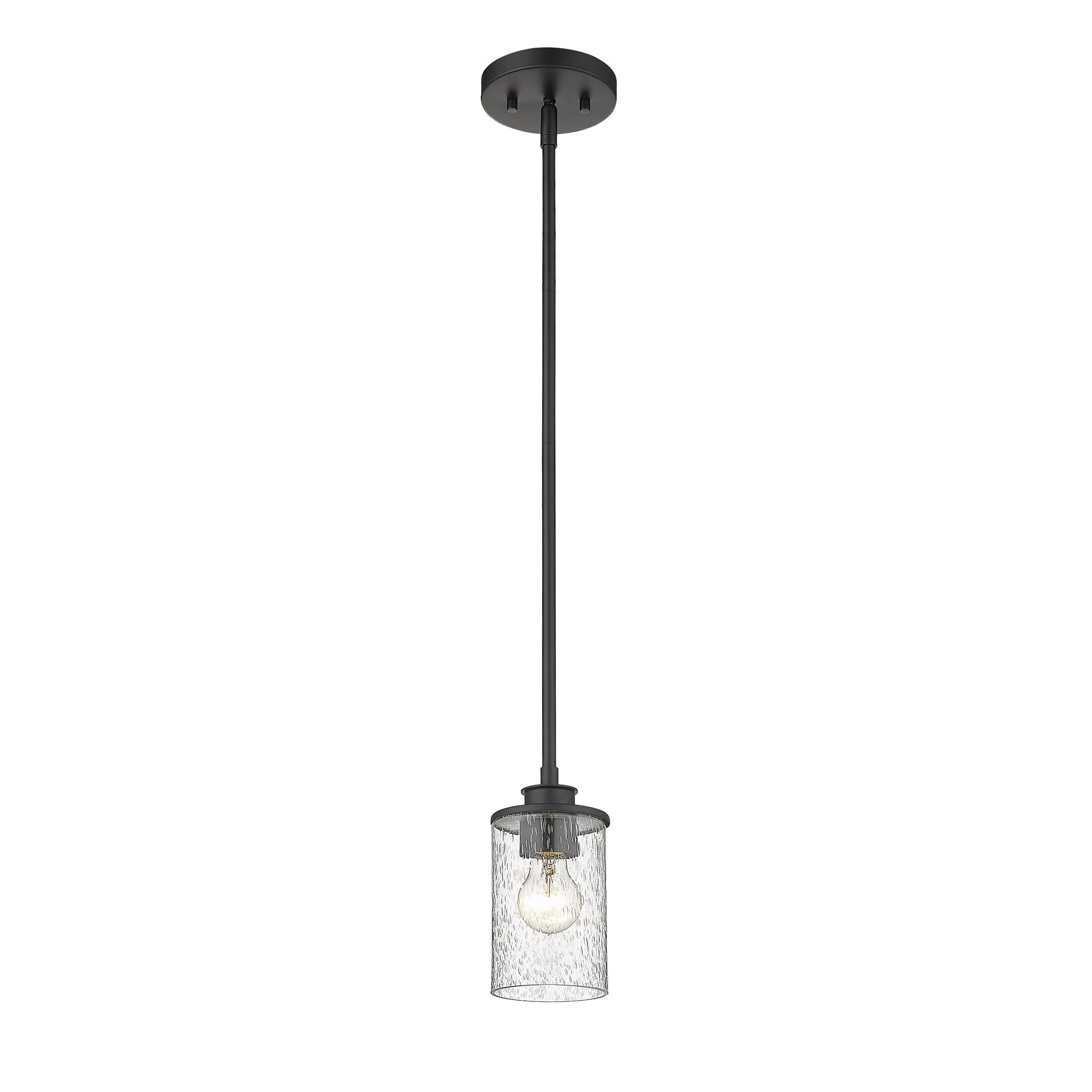 Shown in Matte Black finish and Glass shade