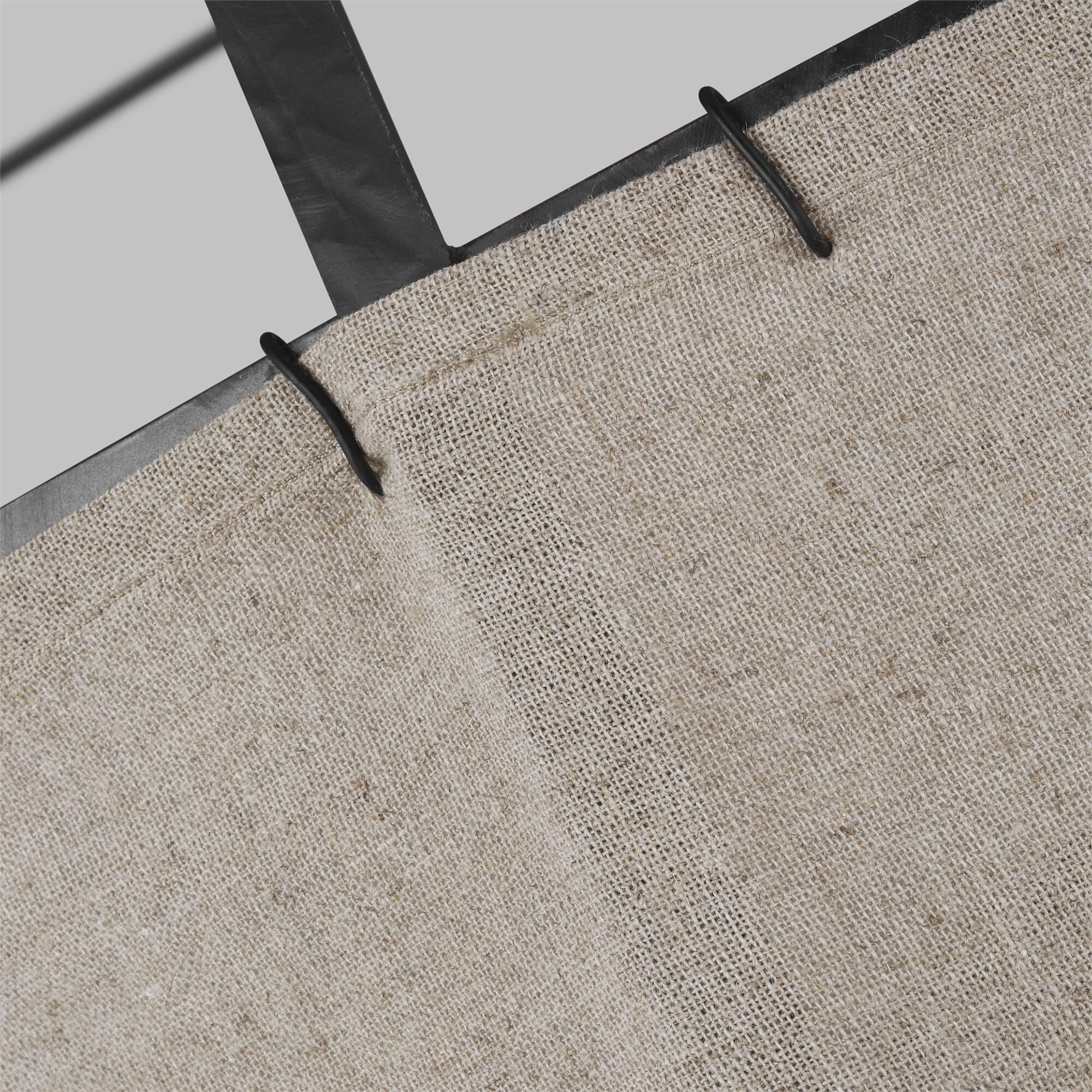 Shown in Aged Iron finish and Natural Linenfabric shade