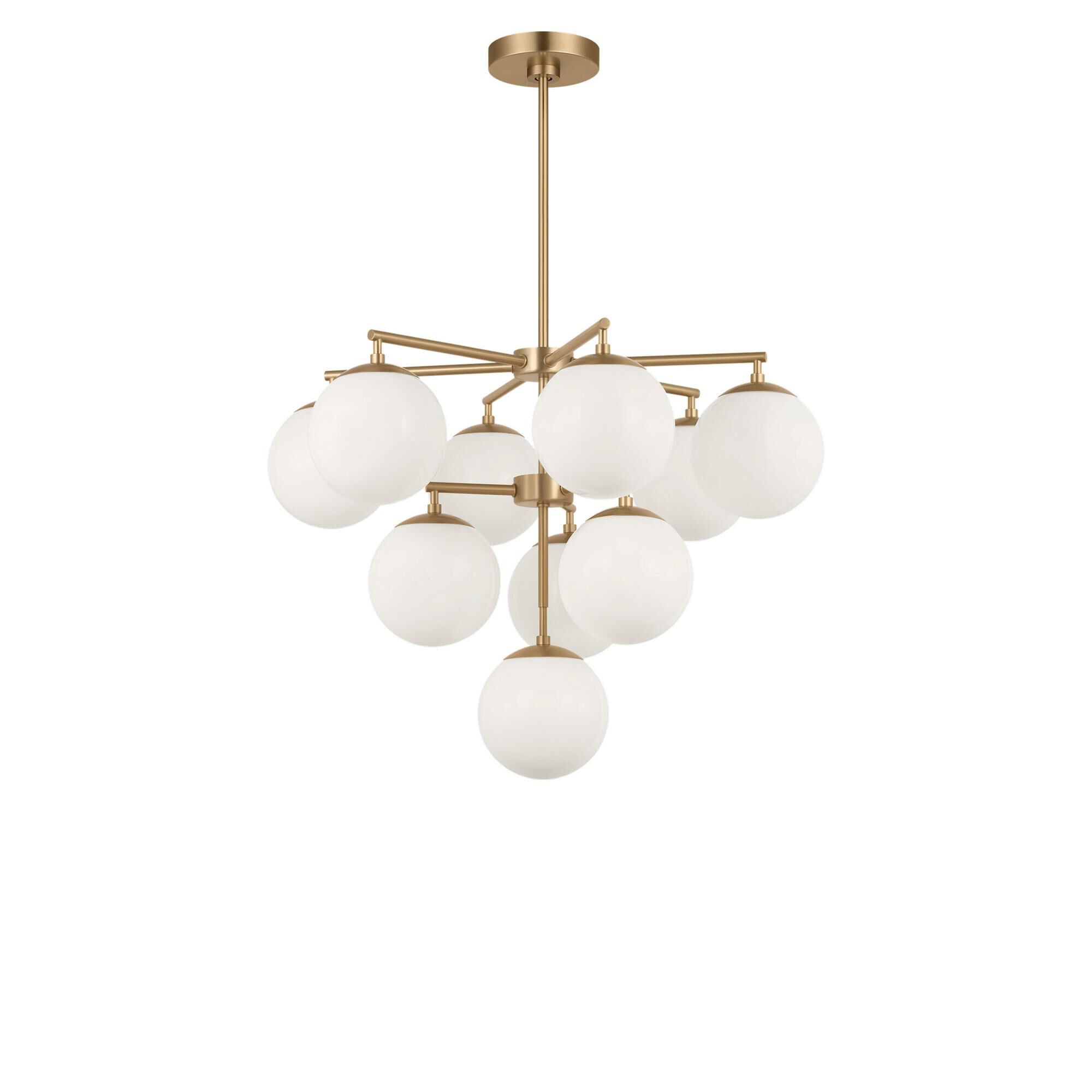 Shown in Satin Brass finish and Clear White glass