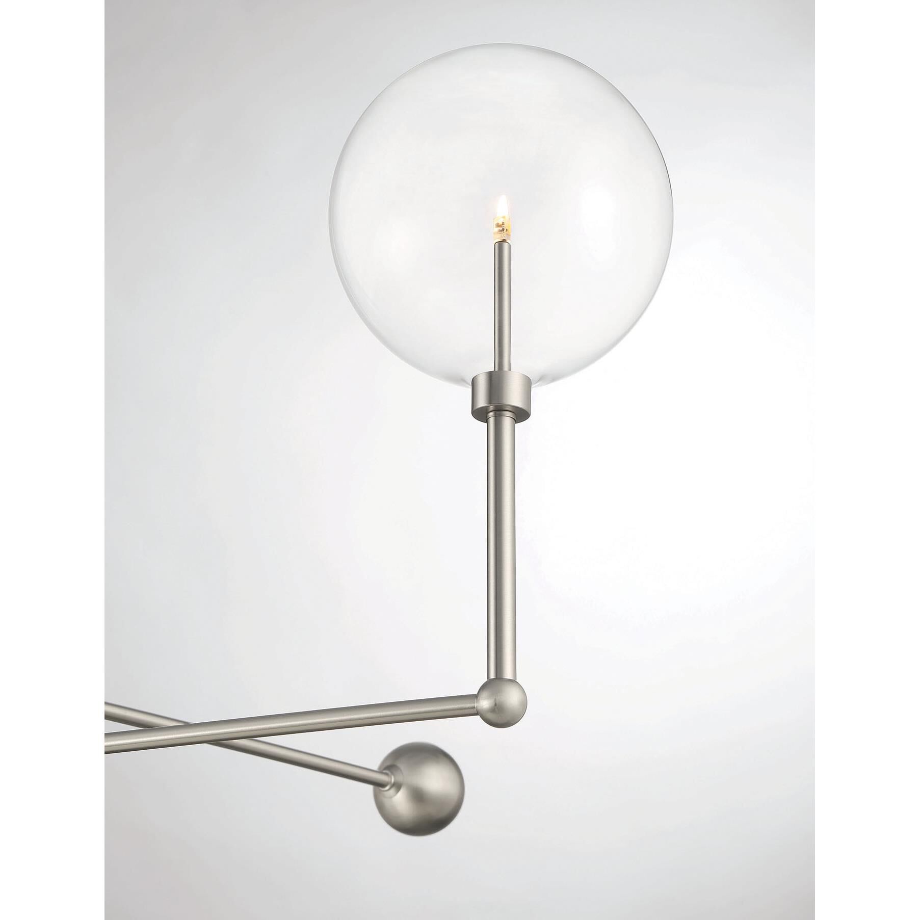 Shown in Brushed Nickel finish and Clear glass