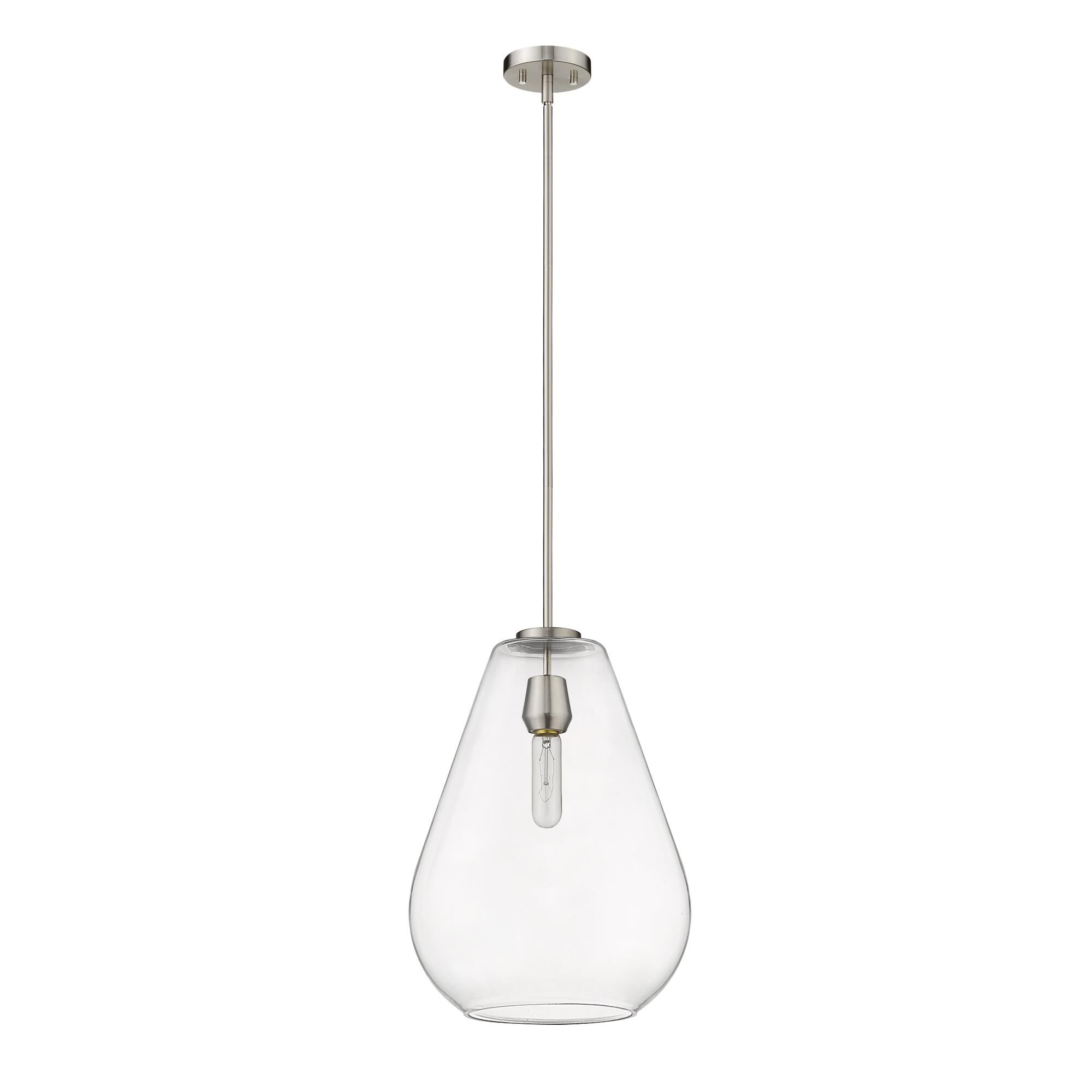 Shown in Brushed Nickel finish and Glass shade