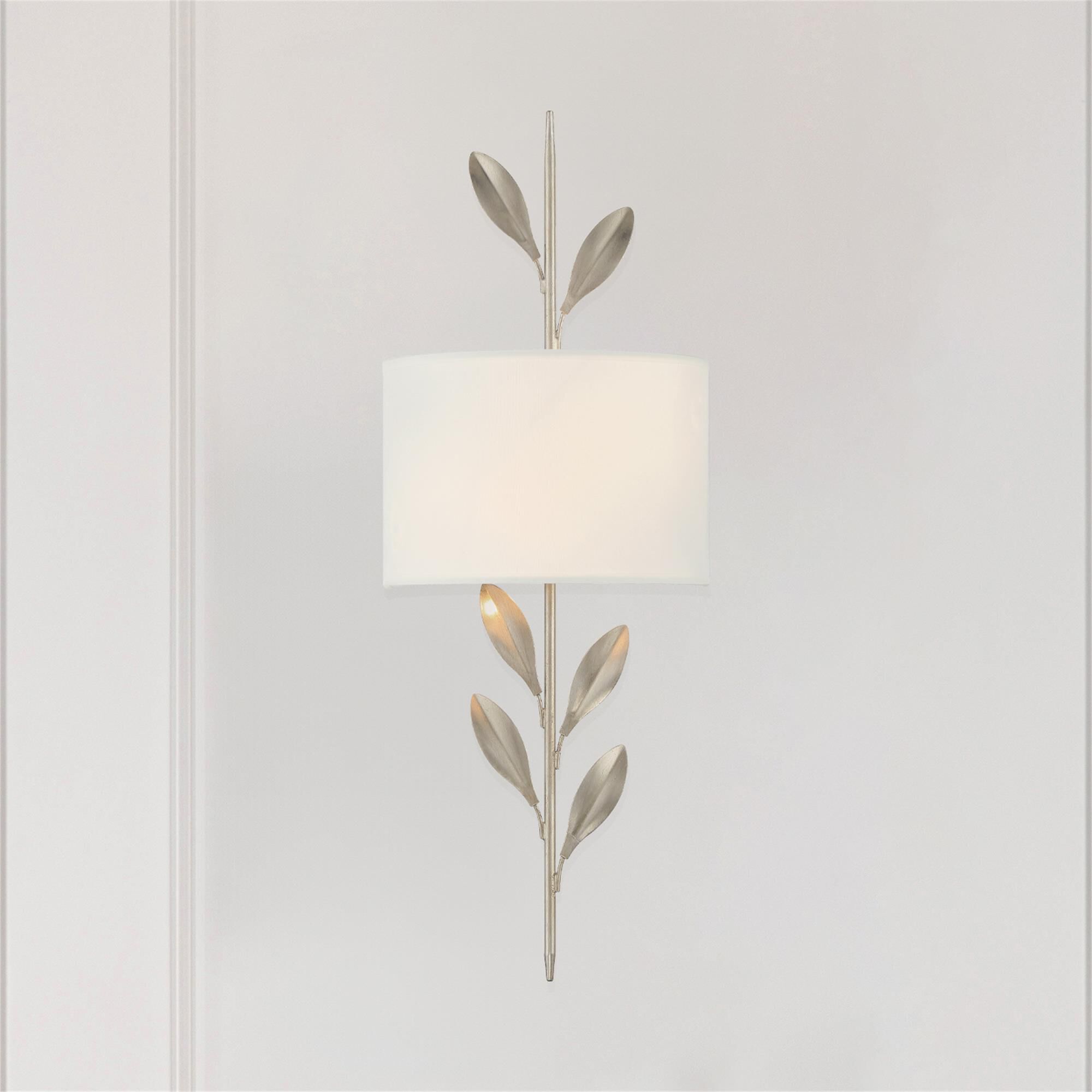 Shown in Antique Silver finish and Silk shade