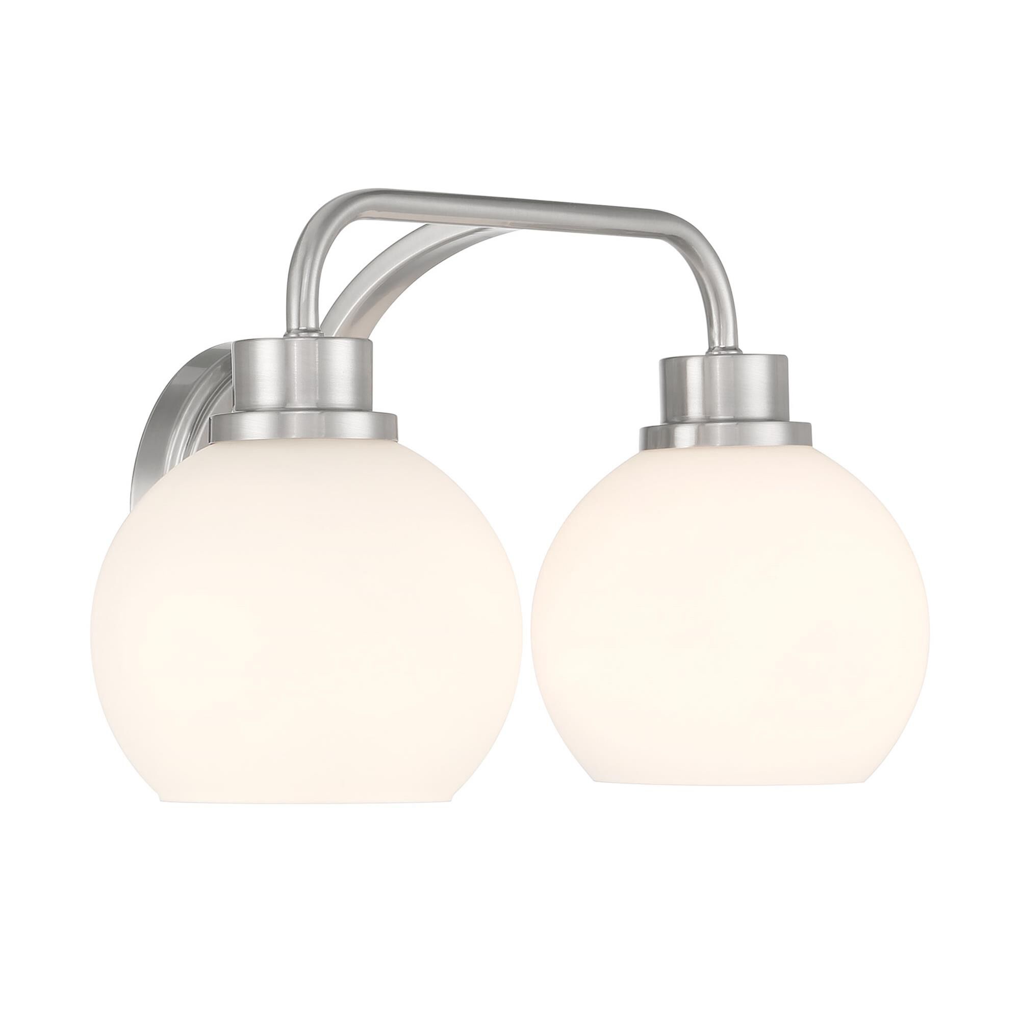 Shown in Brushed Nickel finish and White Opal glass