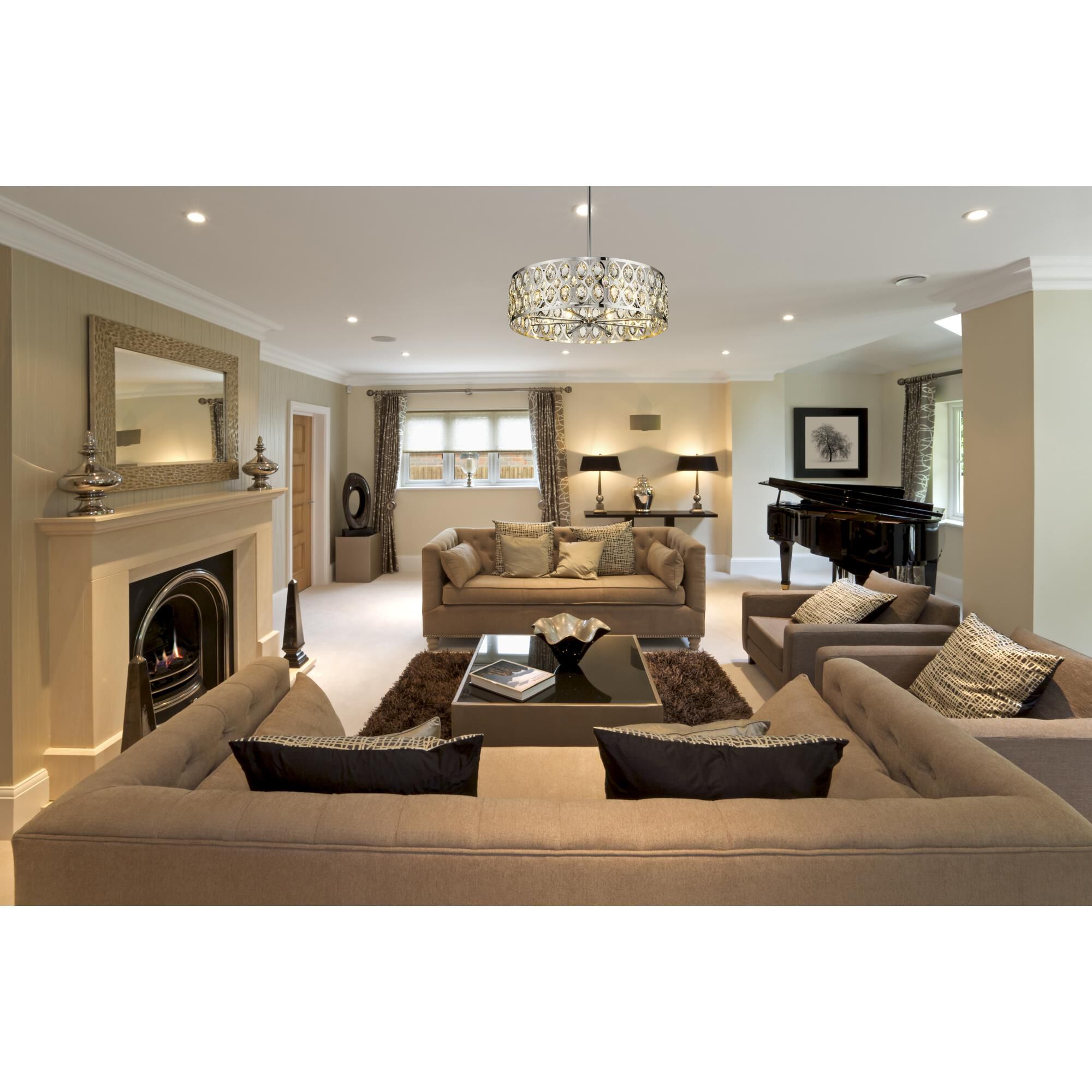 Shown in Chrome finish and Steel + K9 Crystal glass and Steel + K9 Crystal shade