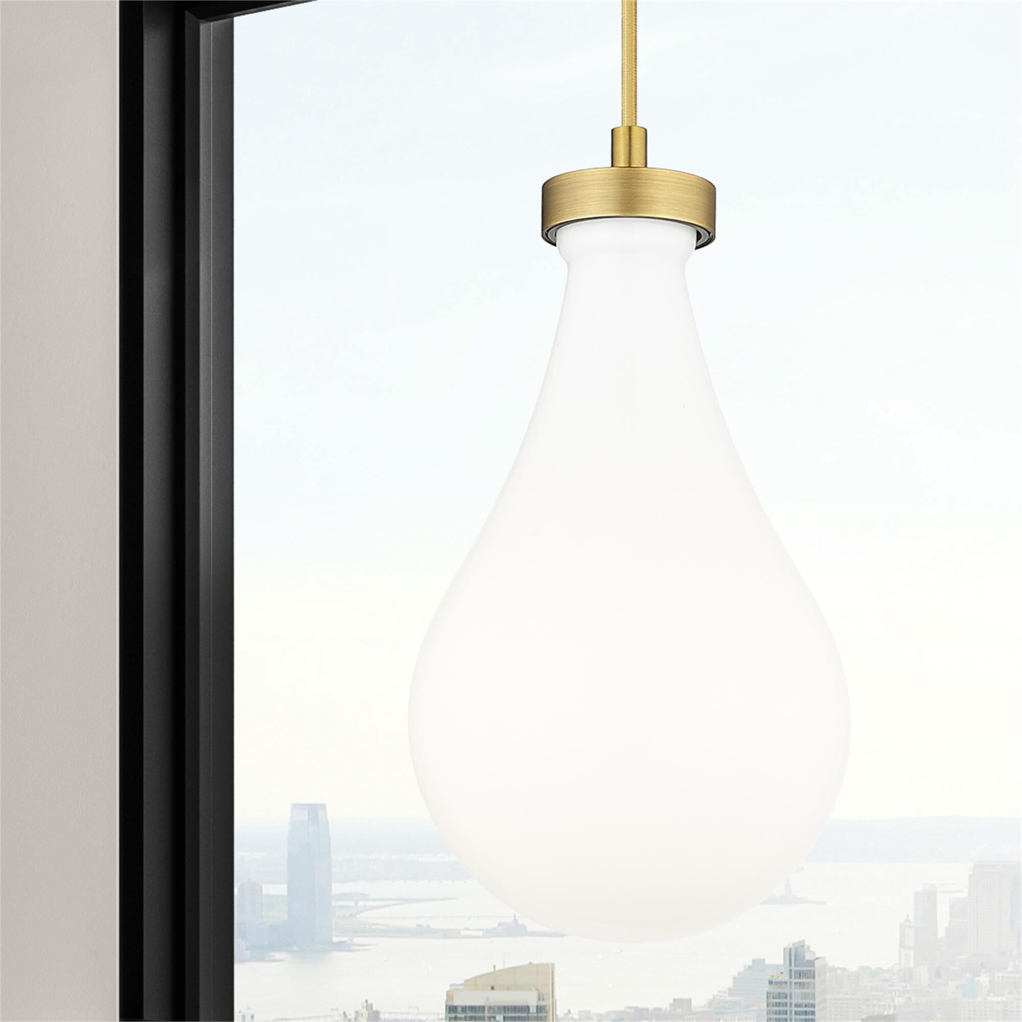Shown in Brushed Brass finish and Gloss White glass