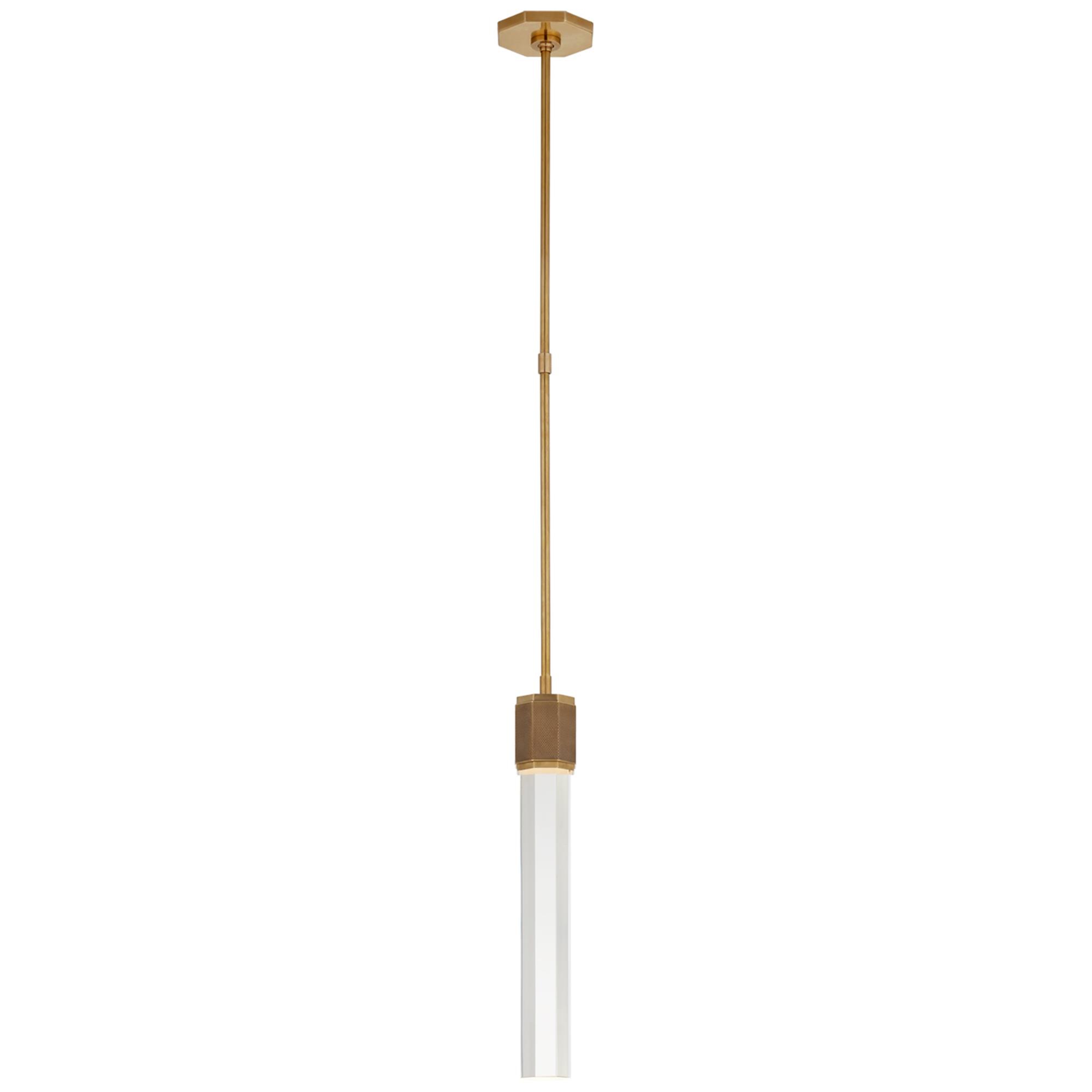 Shown in Hand-Rubbed Antique Brass finish and Crystal glass and Crystal shade