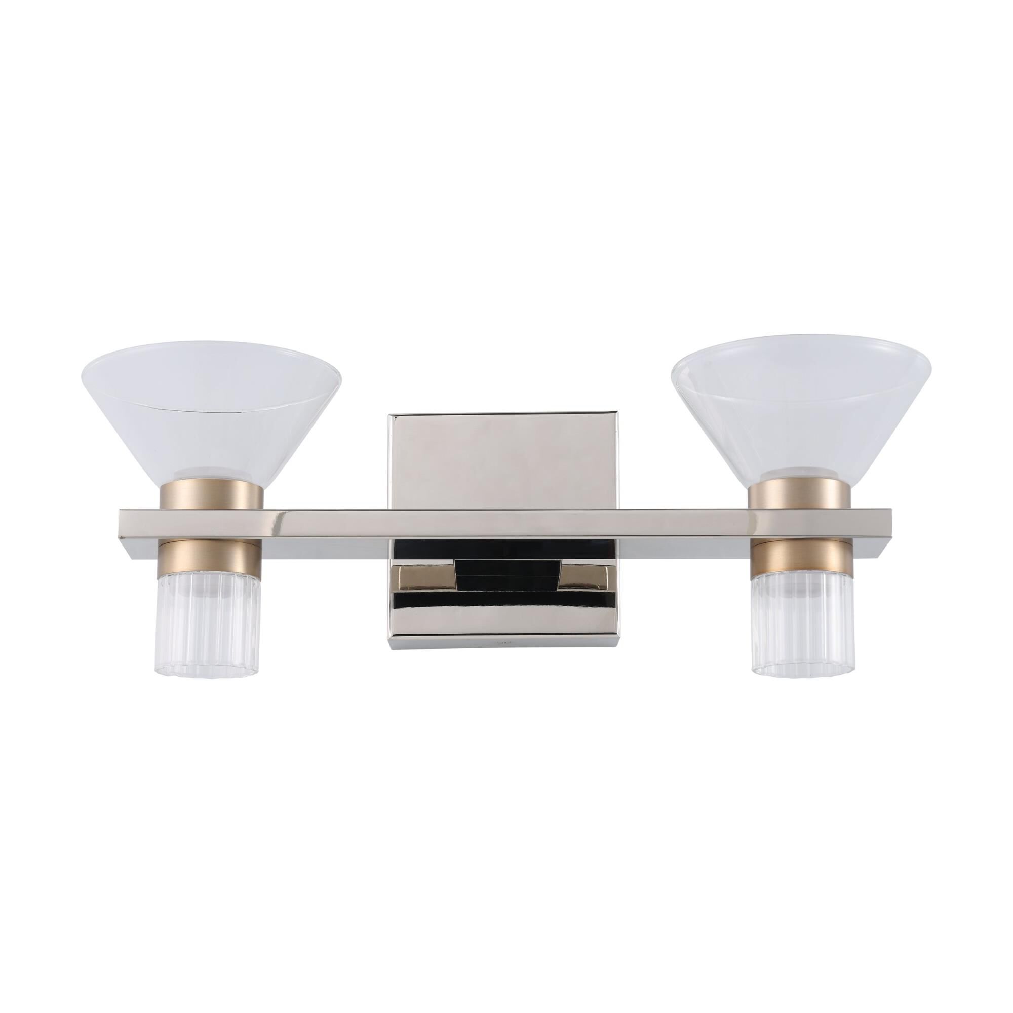 Shown in Polished Nickel finish and Clear, Clear Ribbed glass