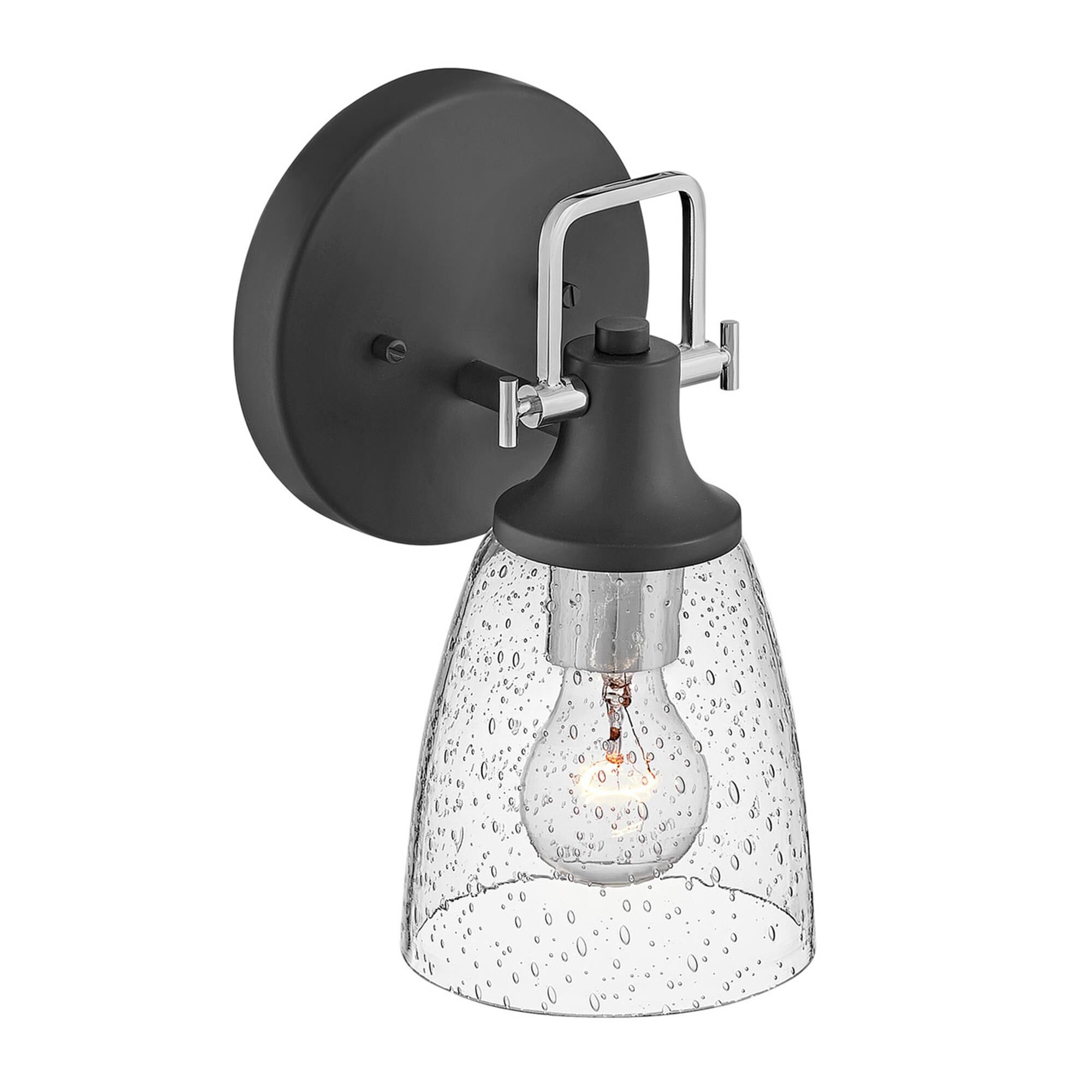 Shown in Black with Chrome finish and Clear Seedy glass