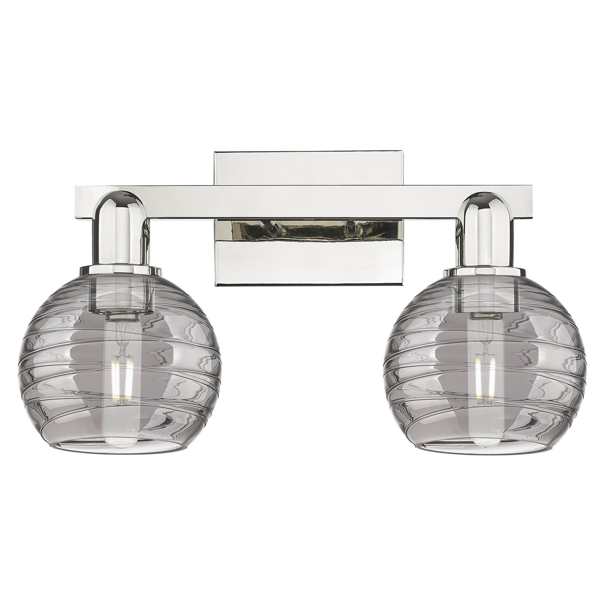 Shown in Polished Nickel finish and Light Smoke Deco Swirl glass